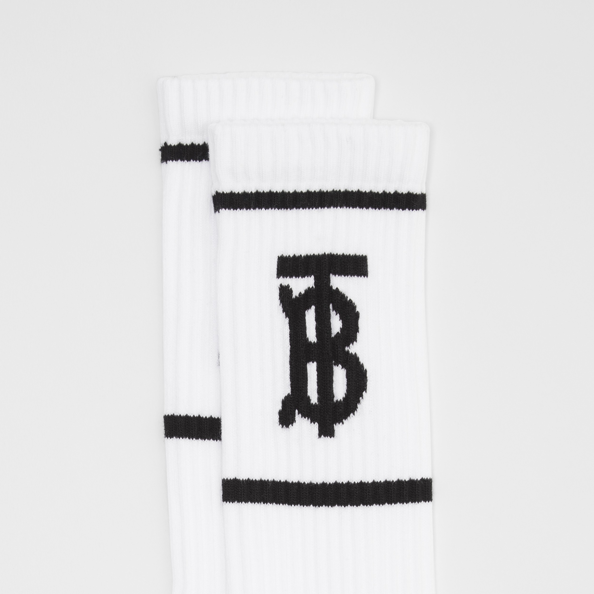 Monogram Motif Intarsia Socks in White | Burberry® Official - 2