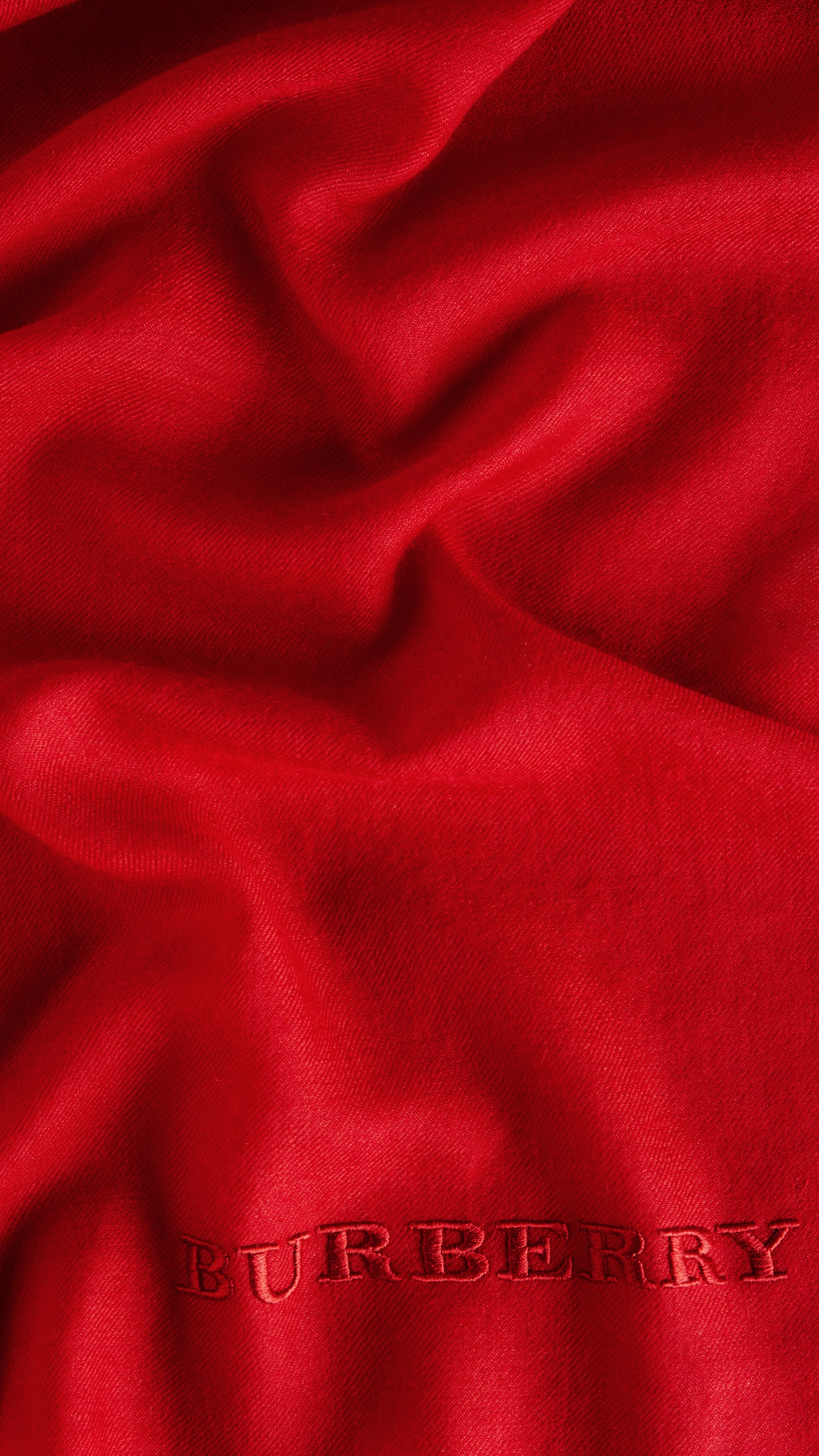 Embroidered Lightweight Cashmere Scarf in Military Red Burberry