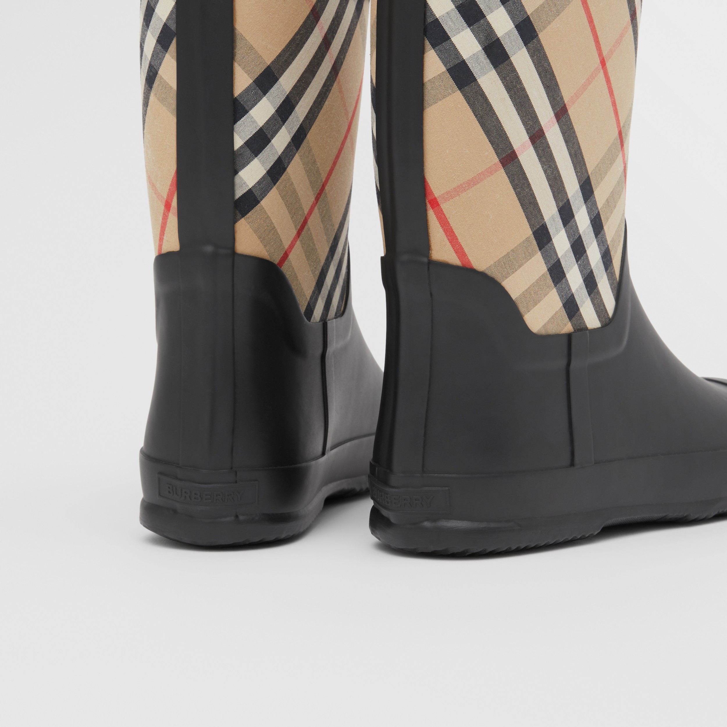 House Check Rubber Rain Boots in Archive Beige - Children | Burberry ...