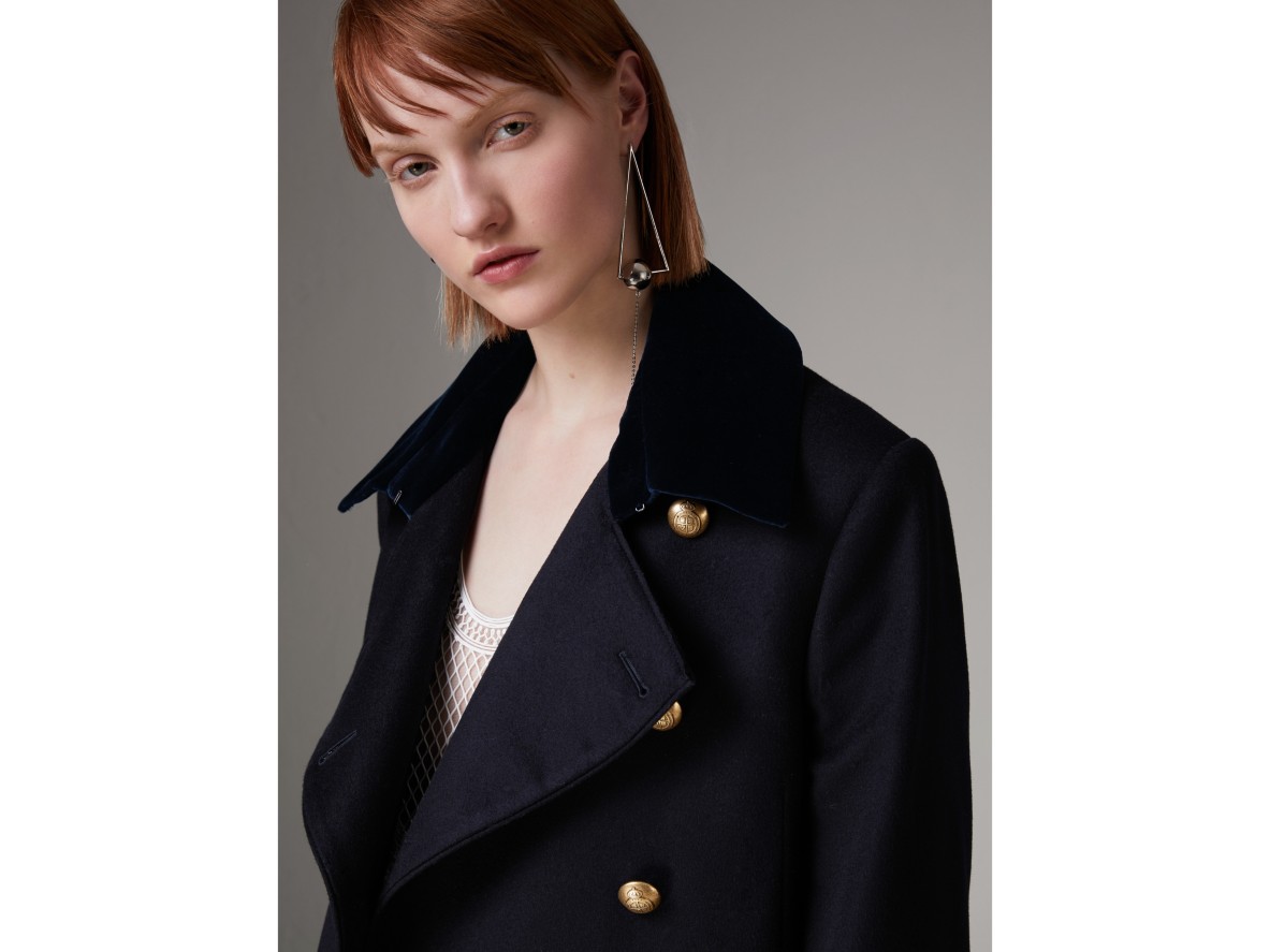 驼丝锦军风大衣 (深海军蓝) - 女士 | burberry 博柏利