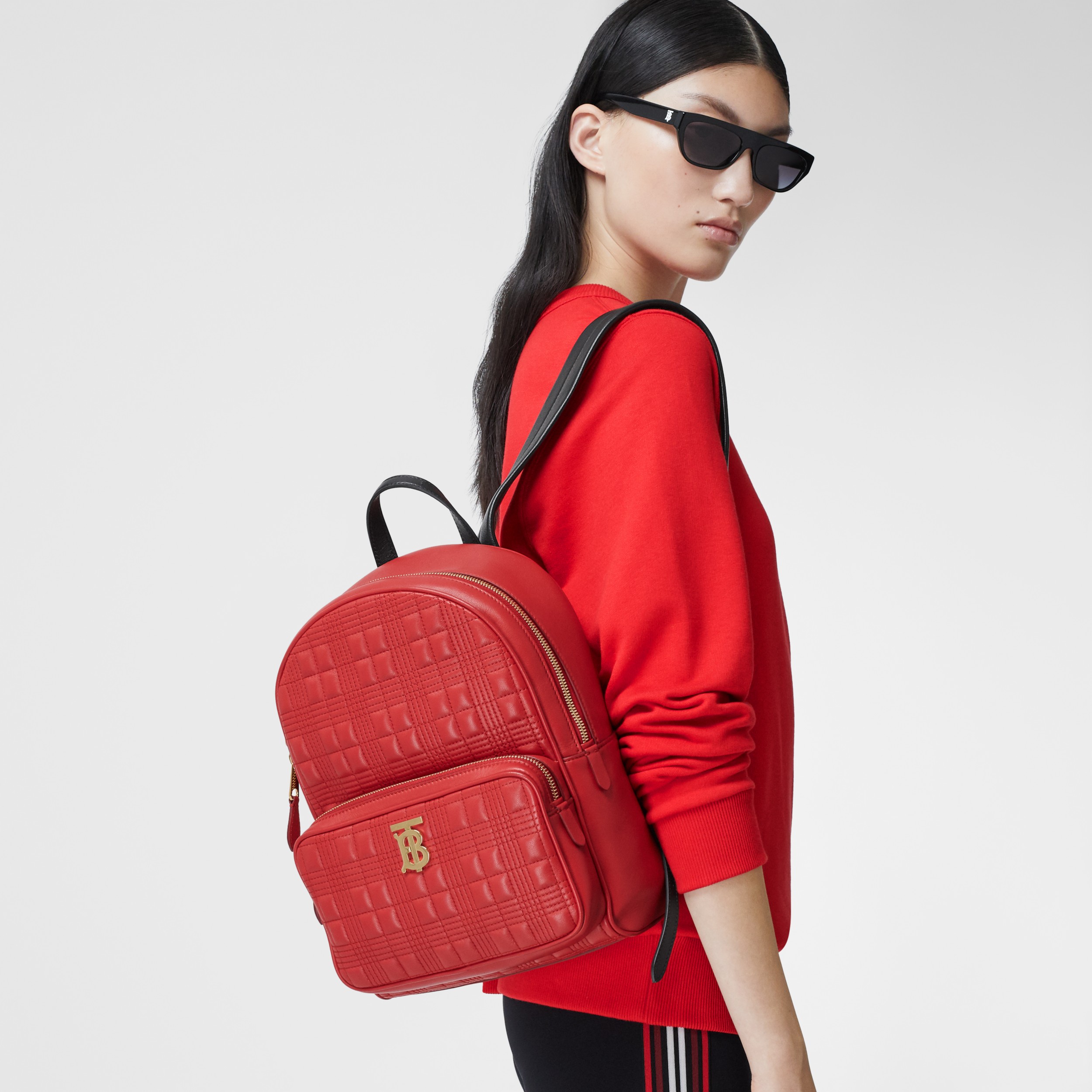 Quilted Lambskin Backpack in Bright Red | Burberry United States