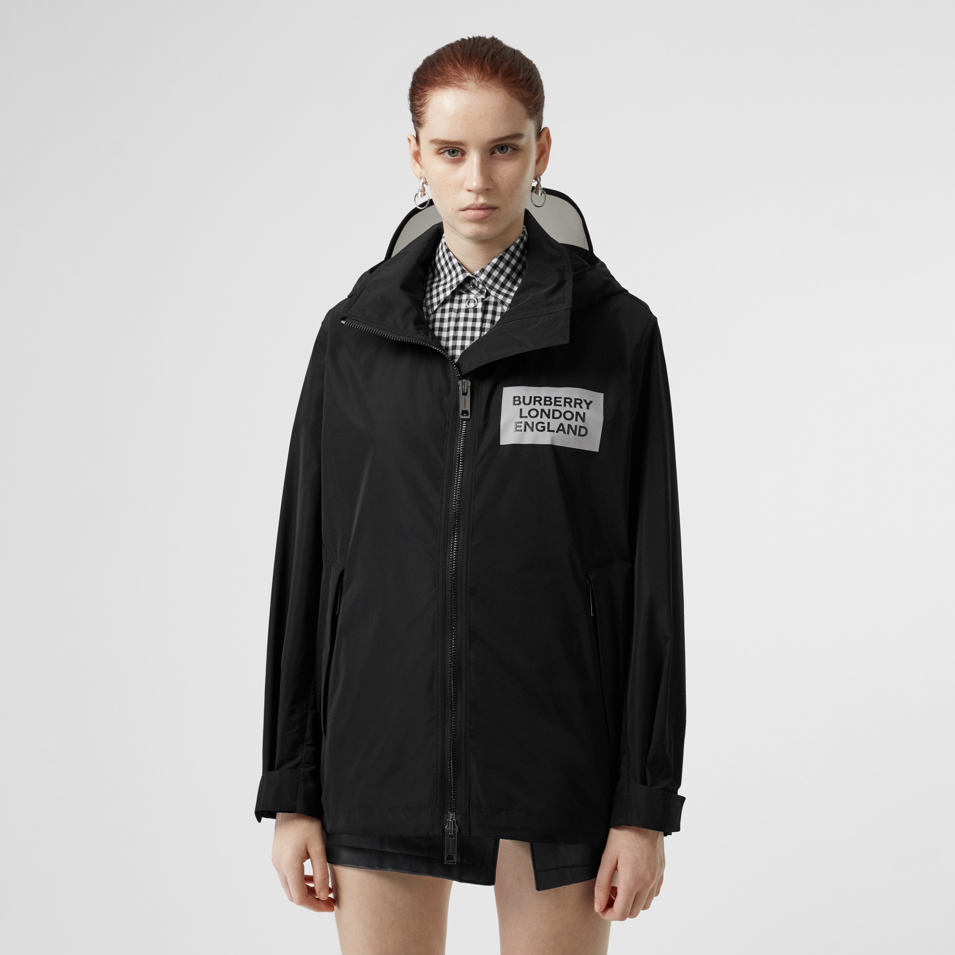 Detachable Hood Shapememory Taffeta Jacket in Black Women Burberry United States