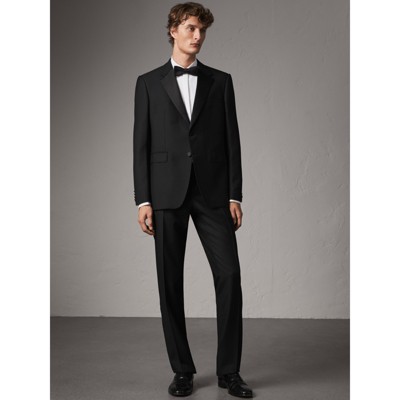 Classic Fit Wool Mohair Part-canvas Tuxedo in Black - Men  Burberry 