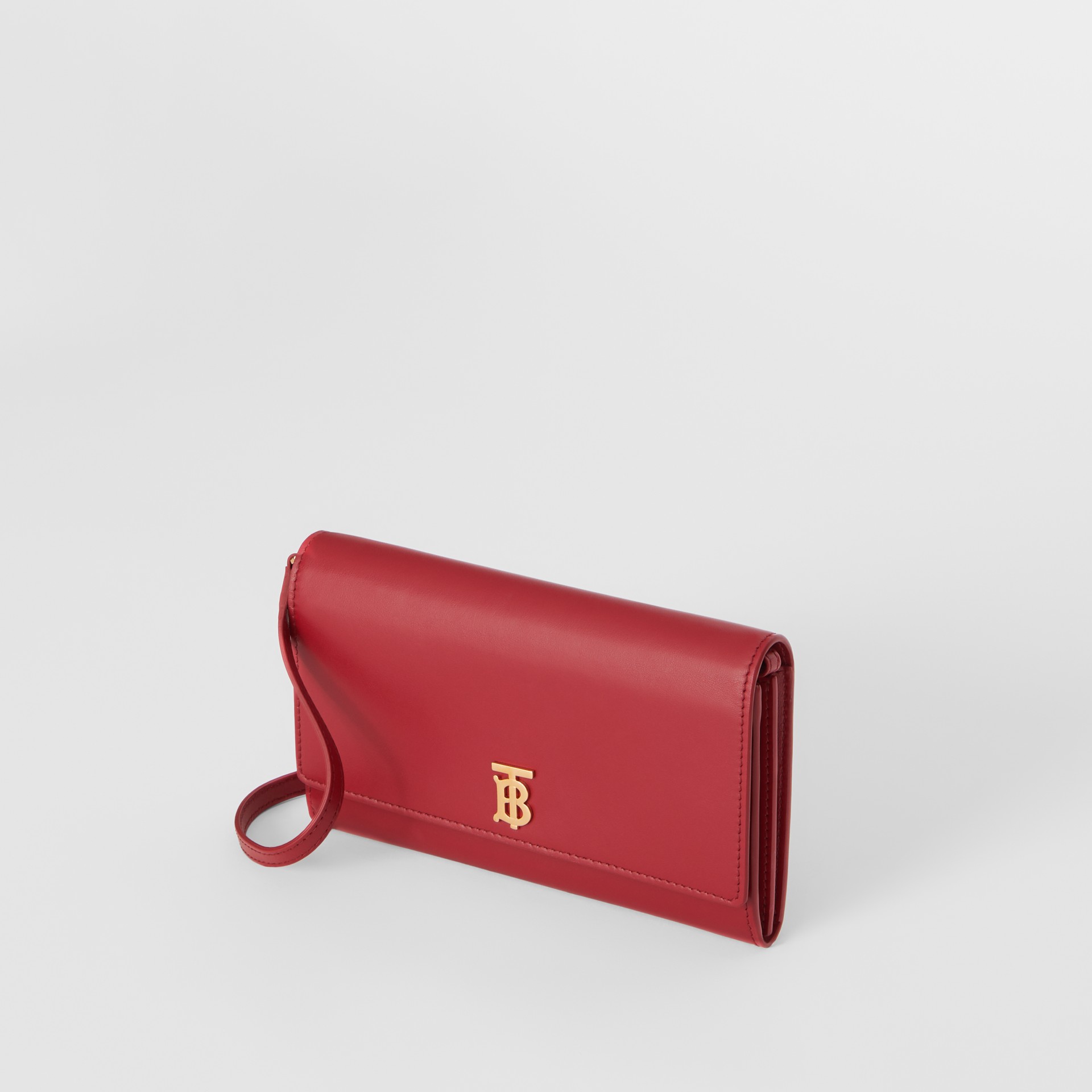 Monogram Motif Leather Wallet with Detachable Strap in Crimson - Women | Burberry United States