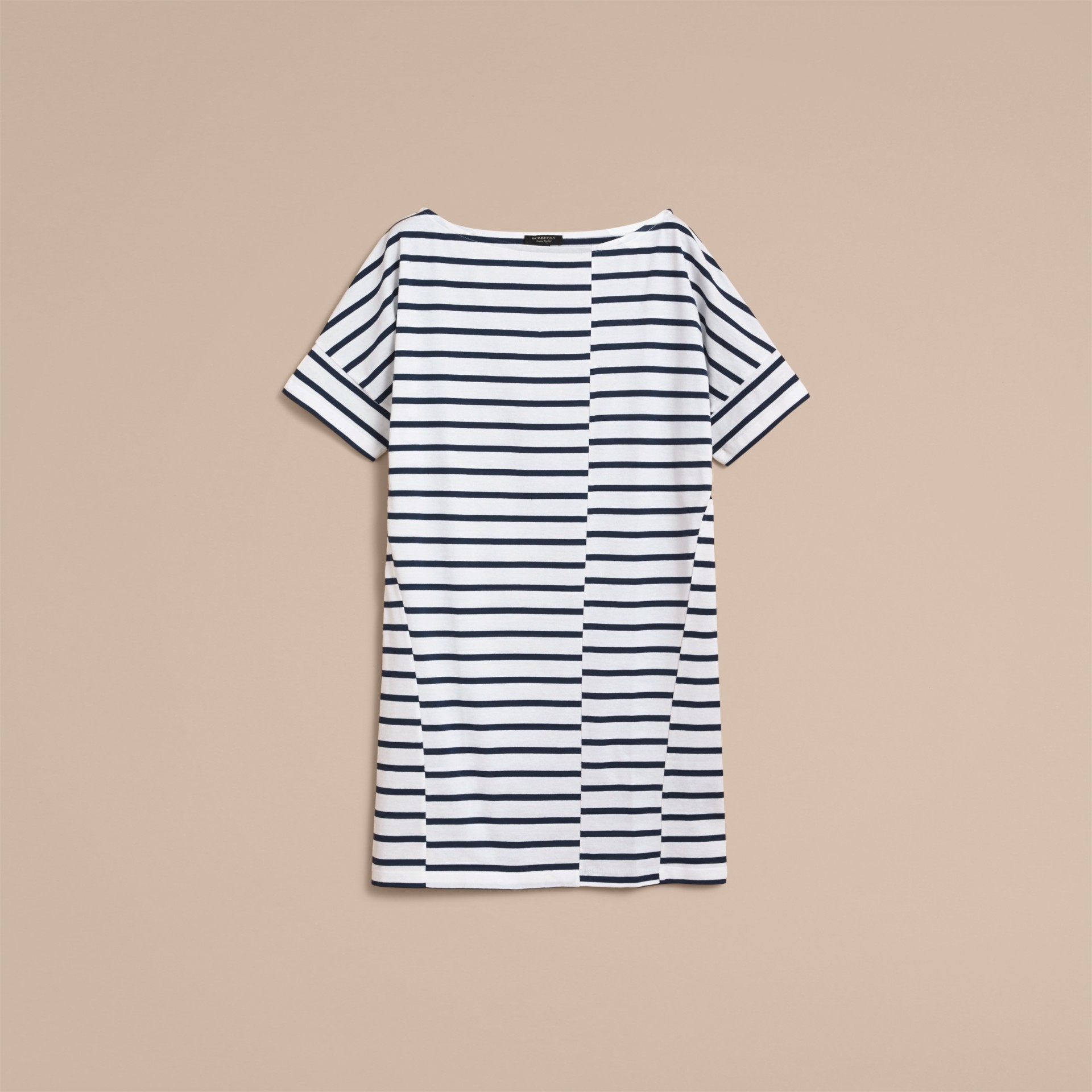 Shortsleeve Striped Jersey Dress in Navy/white Women Burberry