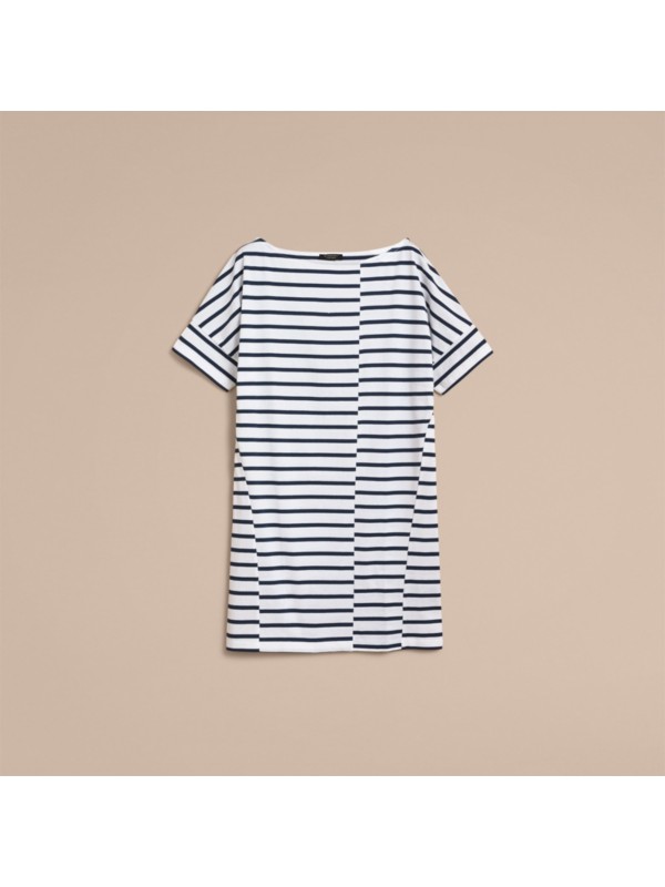 Shortsleeve Striped Jersey Dress in Navy/white Women Burberry