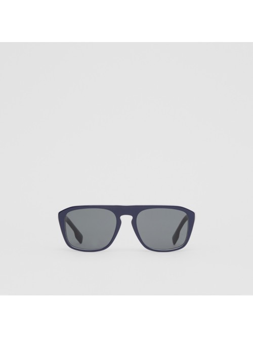 Burberry Icon Stripe Detail Square Frame Sunglasses In Blue