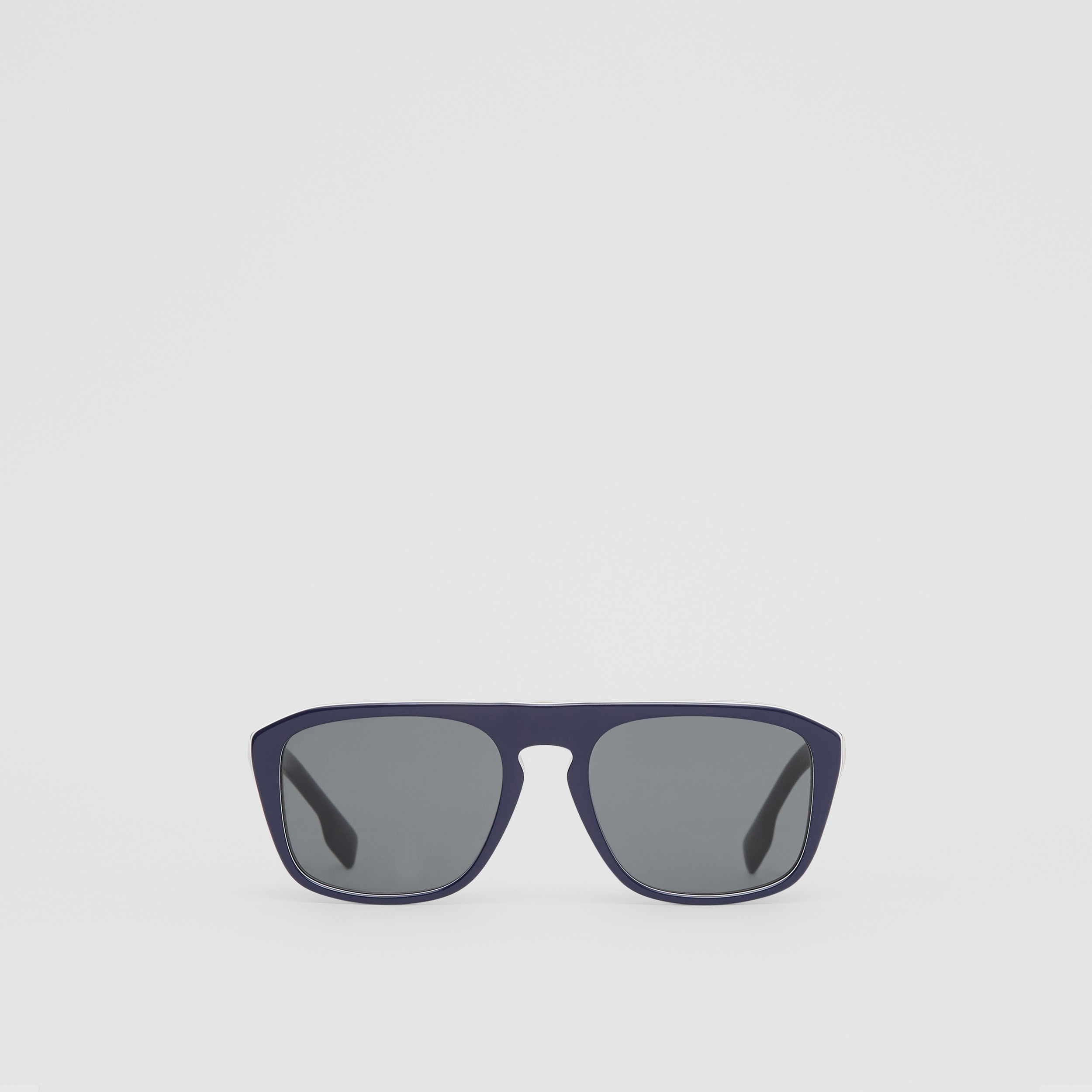 Sonnenbrille mit eckigem Gestell und Streifendetail (Blau) - Herren | Burberry® - 1