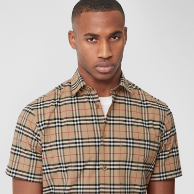 Short-sleeve Small Scale Check Stretch 