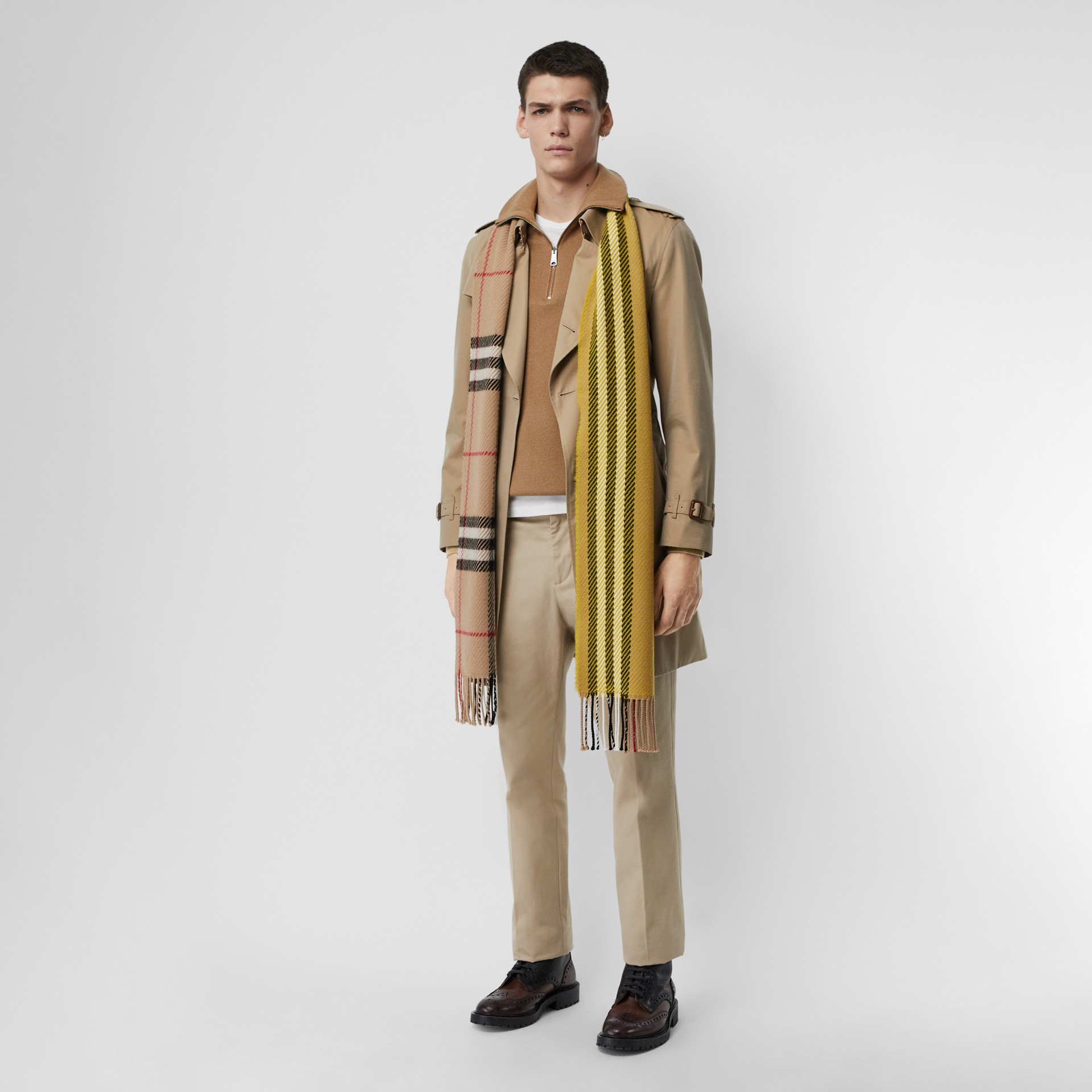 Rib Knit Cashmere Halfzip Sweater in Camel Men Burberry United States