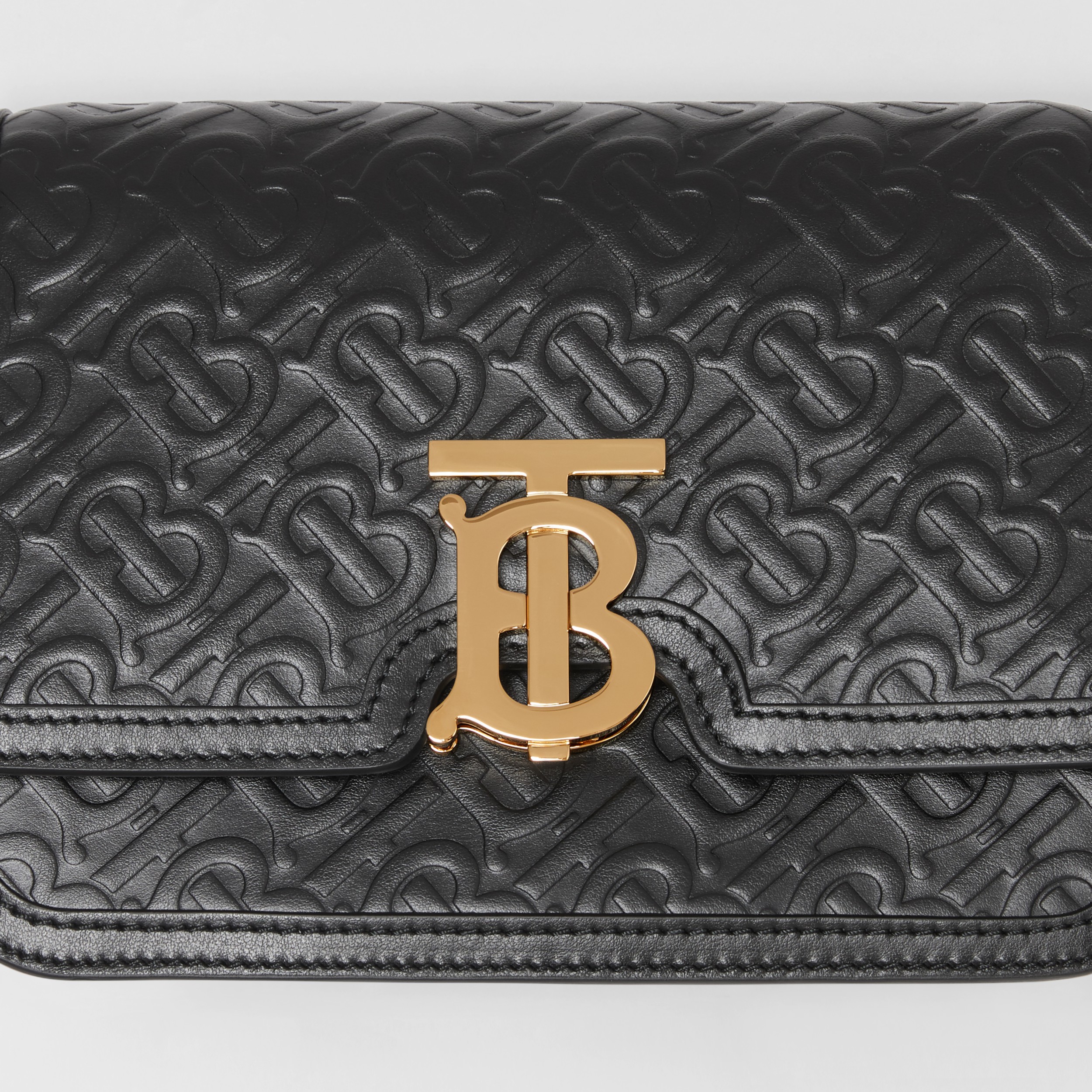 Small Monogram Leather TB Bag in Black - Women | Burberry