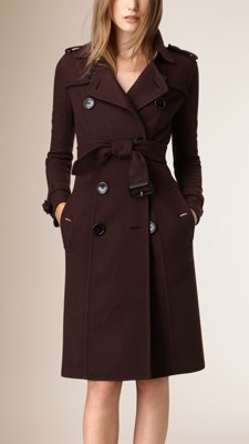 Black cherry Cashmere Trench Coat - Image 1