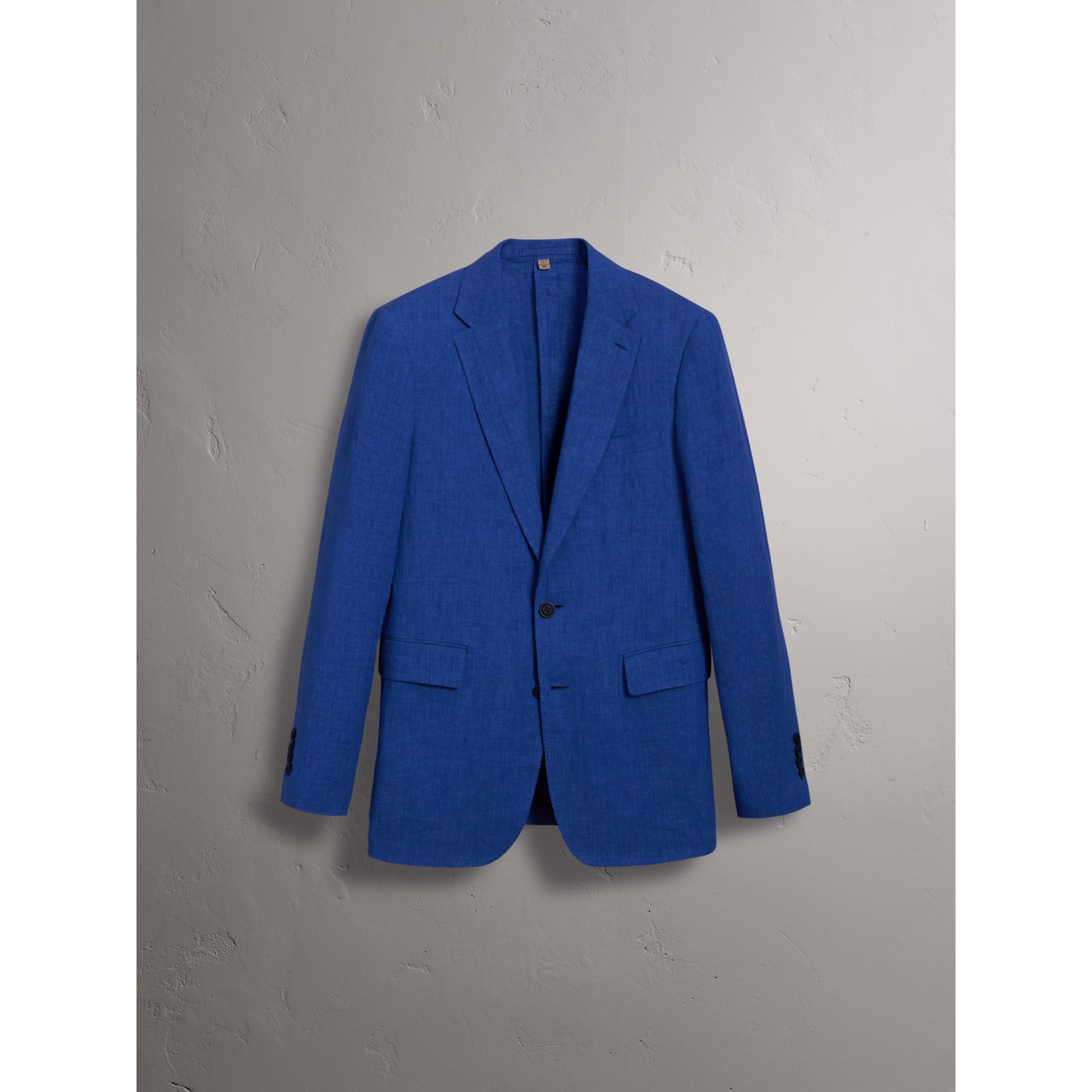 Soho Fit Linen Tailored Jacket in Violet Blue Men Burberry United