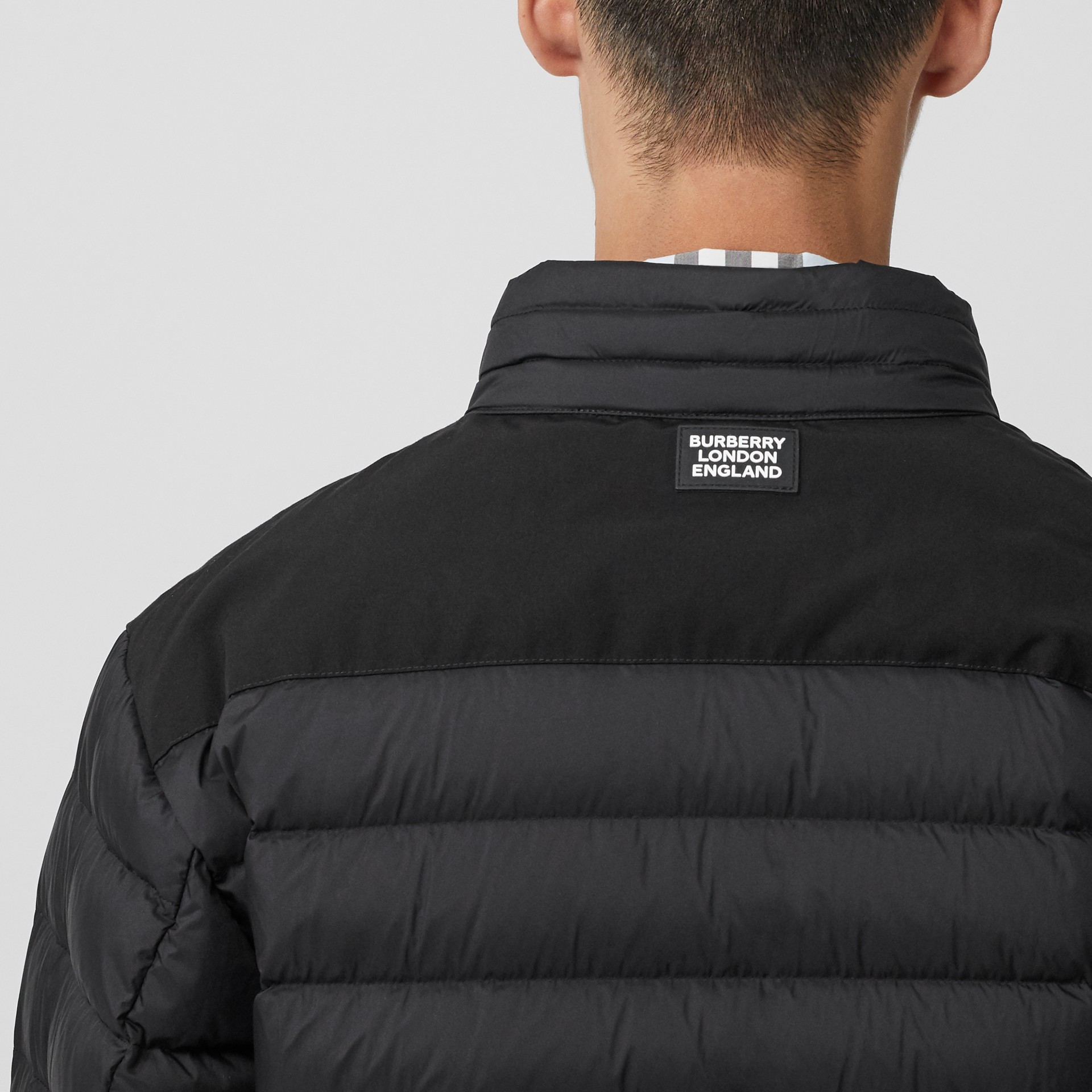 Logo Graphic Lightweight Puffer Jacket in Black Men Burberry Canada