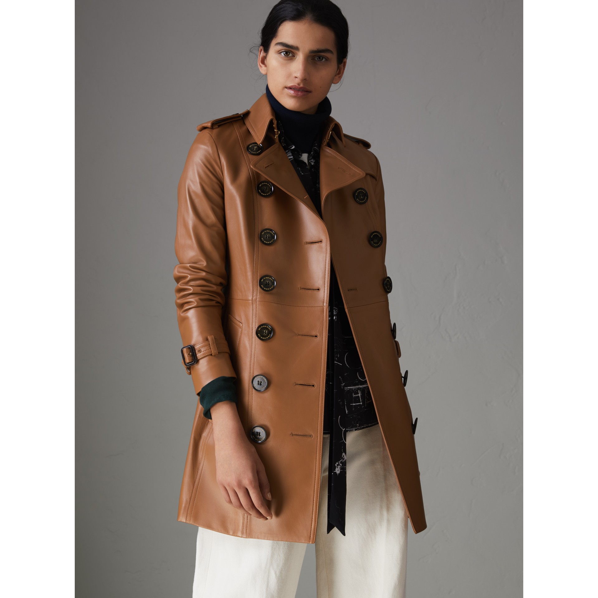 Sandringham Fit Lambskin Trench Coat in Caramel Burberry United States