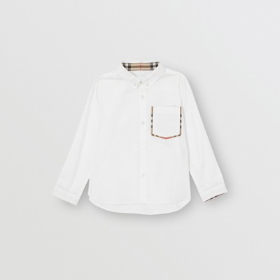 Check Detail Cotton Oxford Shirt in 