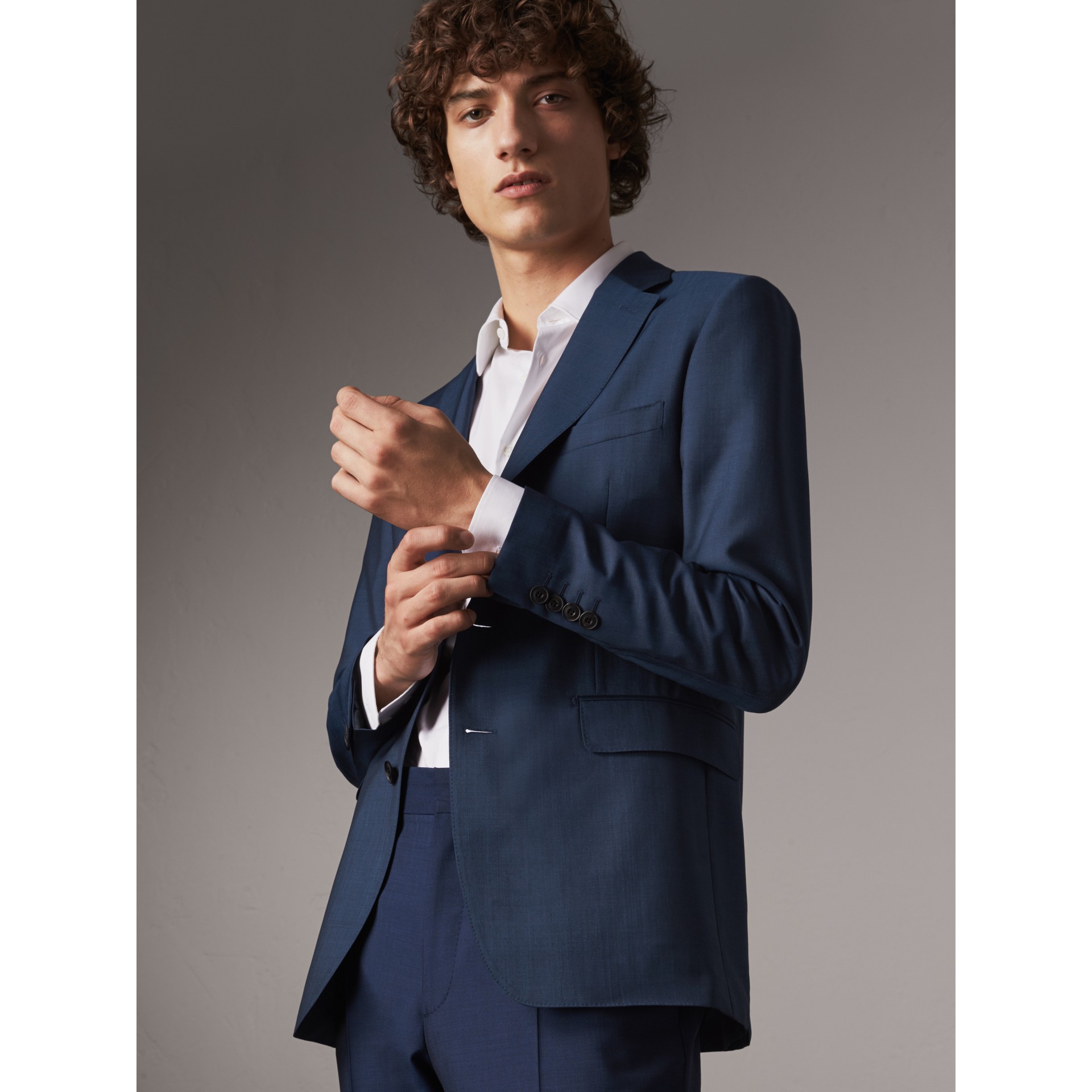soho fit wool mohair suit in bright navy men burberry united states