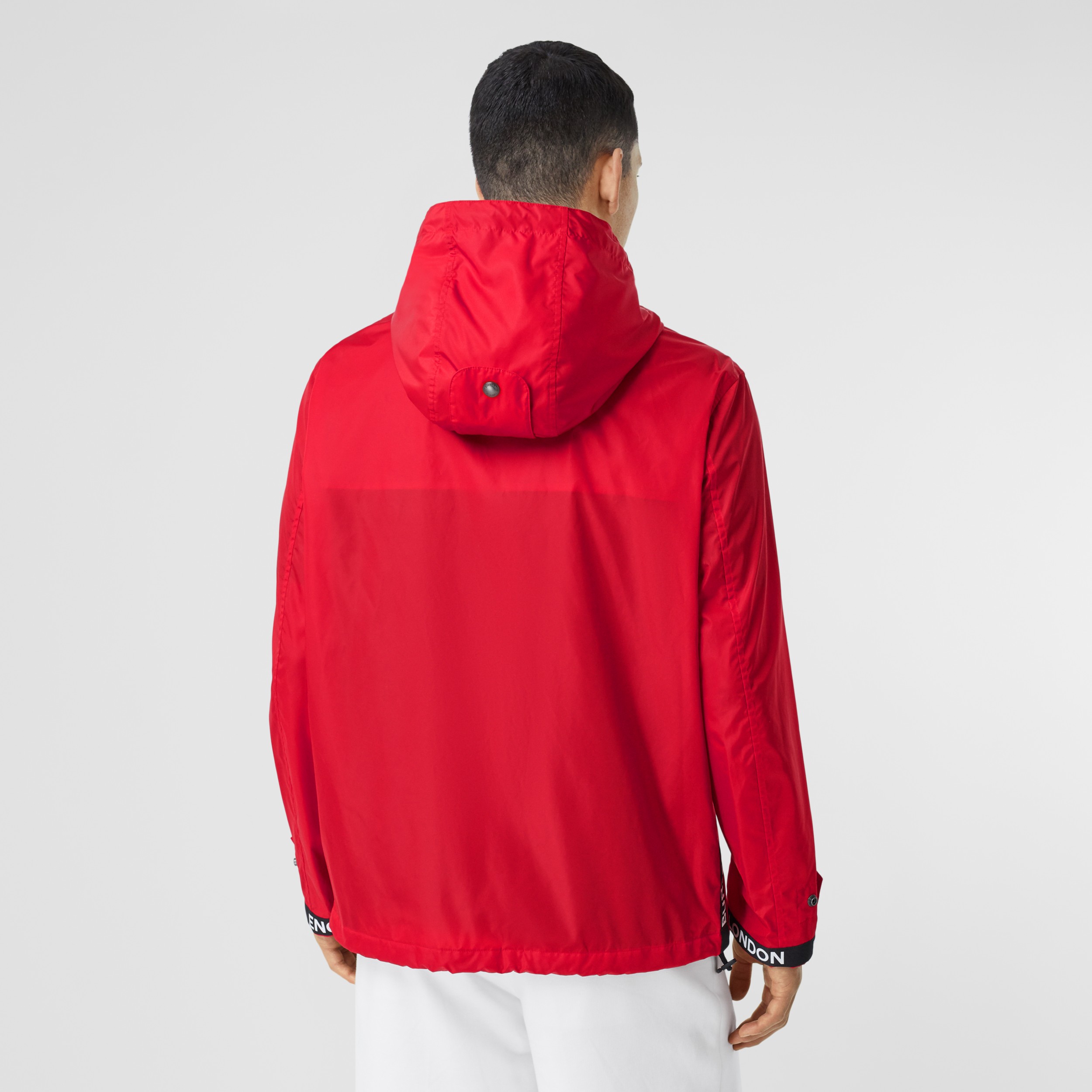Logo Tape ECONYL® Hooded Jacket in Bright Red - Men | Burberry United ...