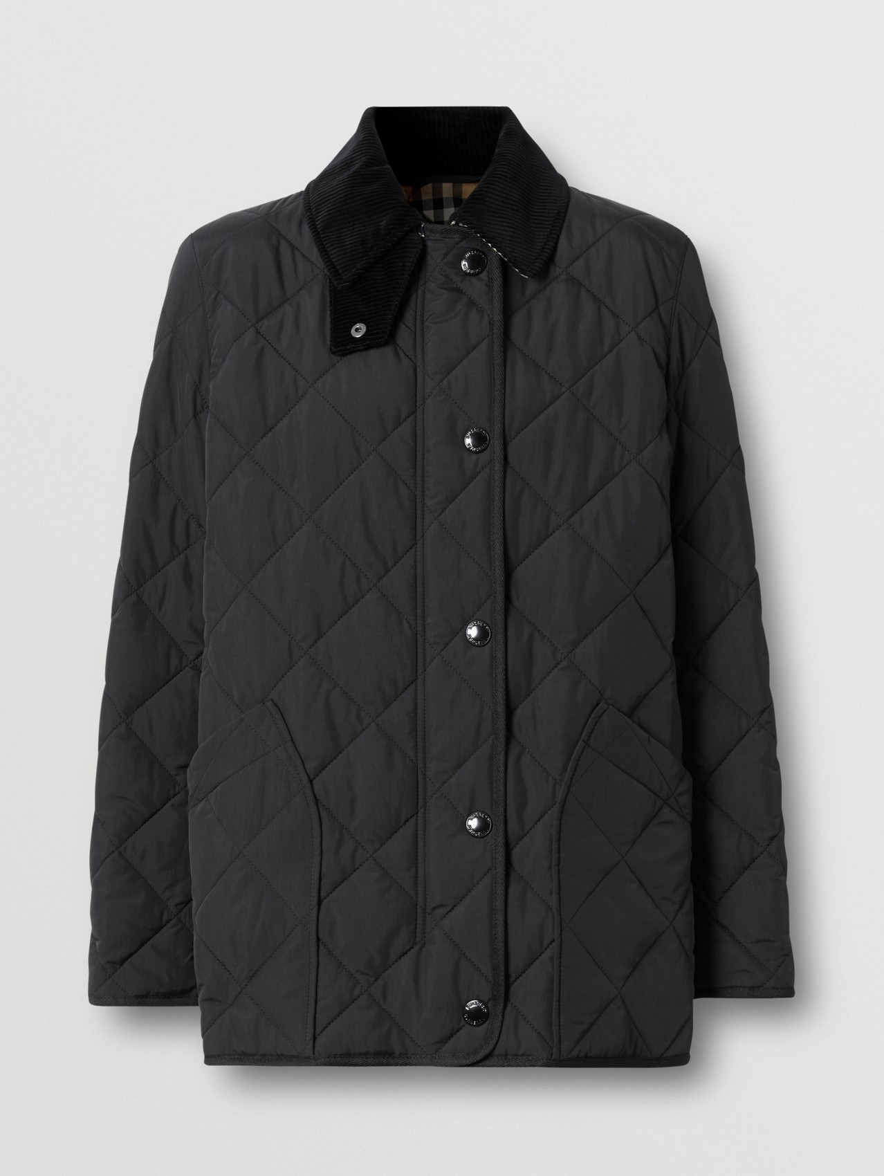 Diamond Quilted Thermoregulated Barn Jacket in Black