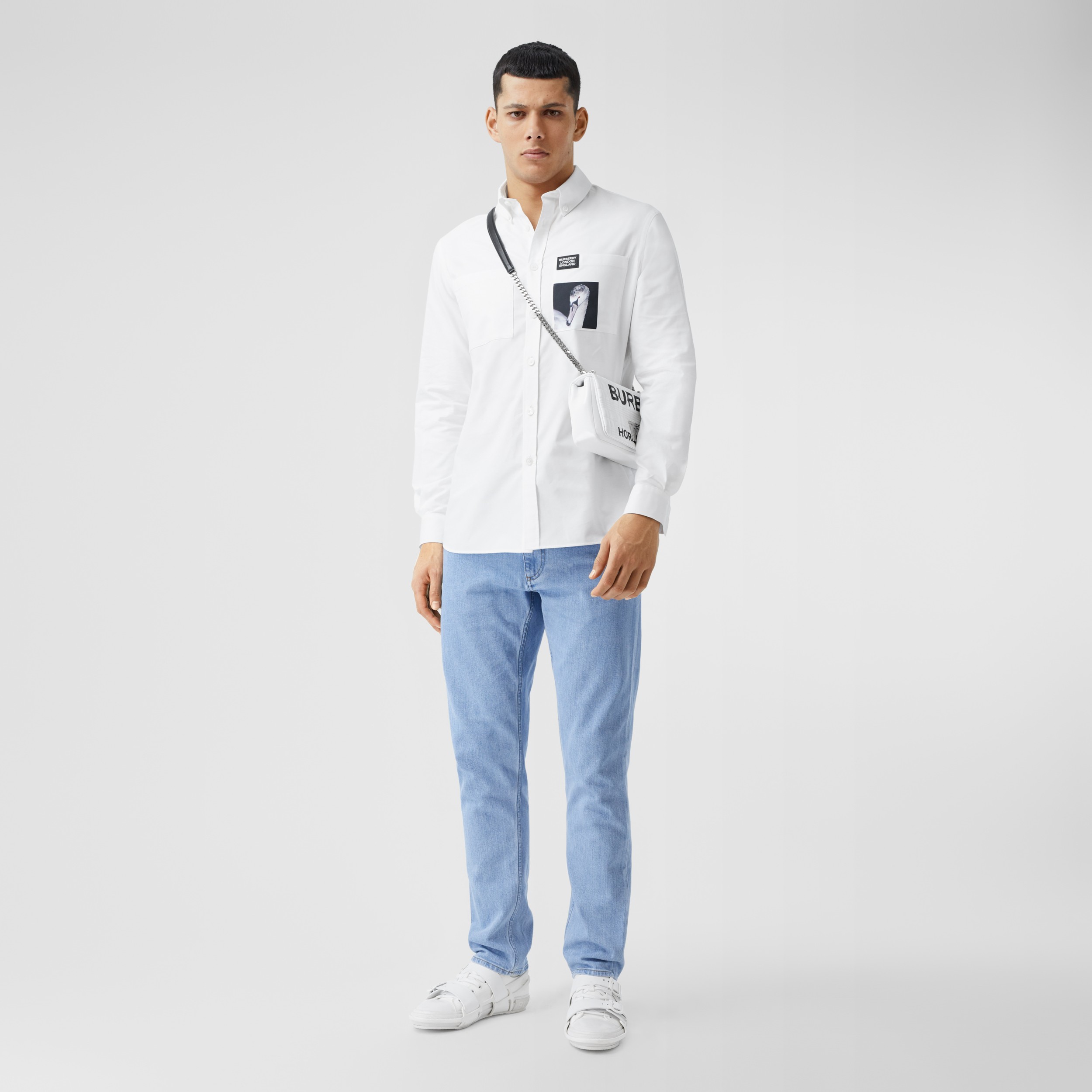 Slim Fit Japanese Stretch Denim Jeans In Light Indigo Blue Men Burberry
