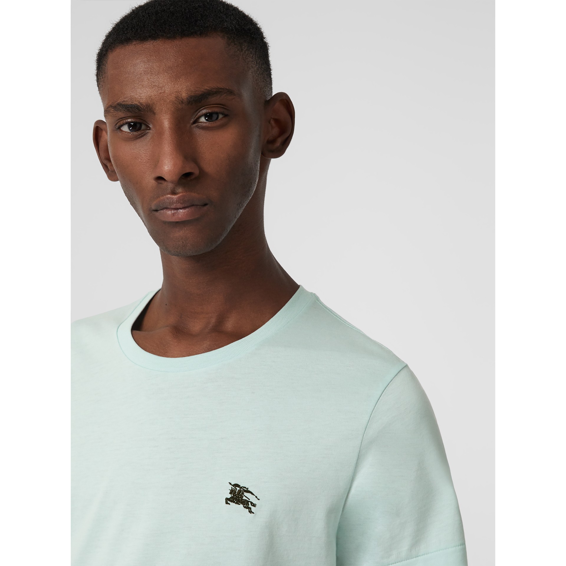 Cotton Jersey Tshirt in Pearl Blue Men Burberry United States