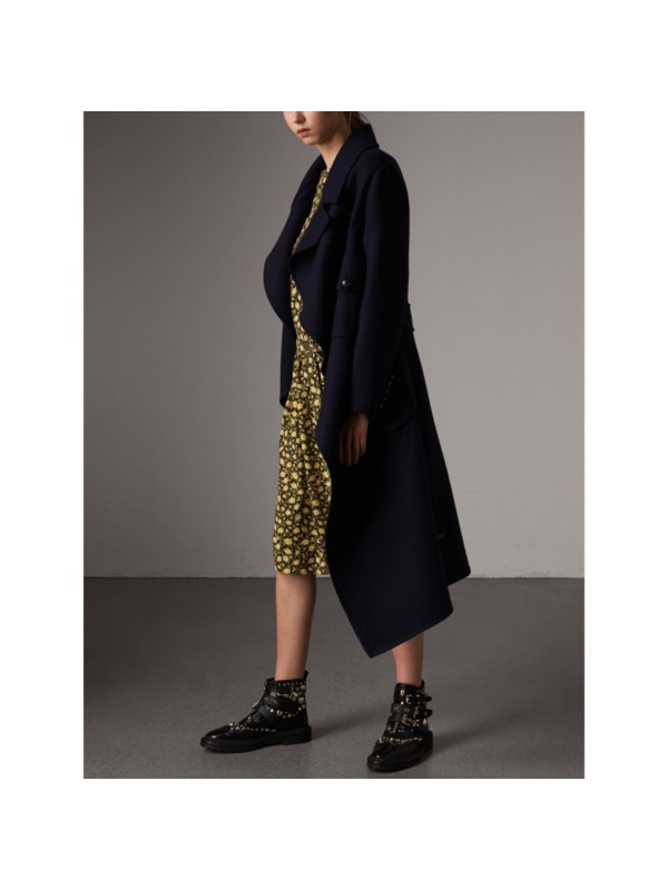 Double-faced Wool Cashmere Wrap Coat in Navy - Women | Burberry United ...