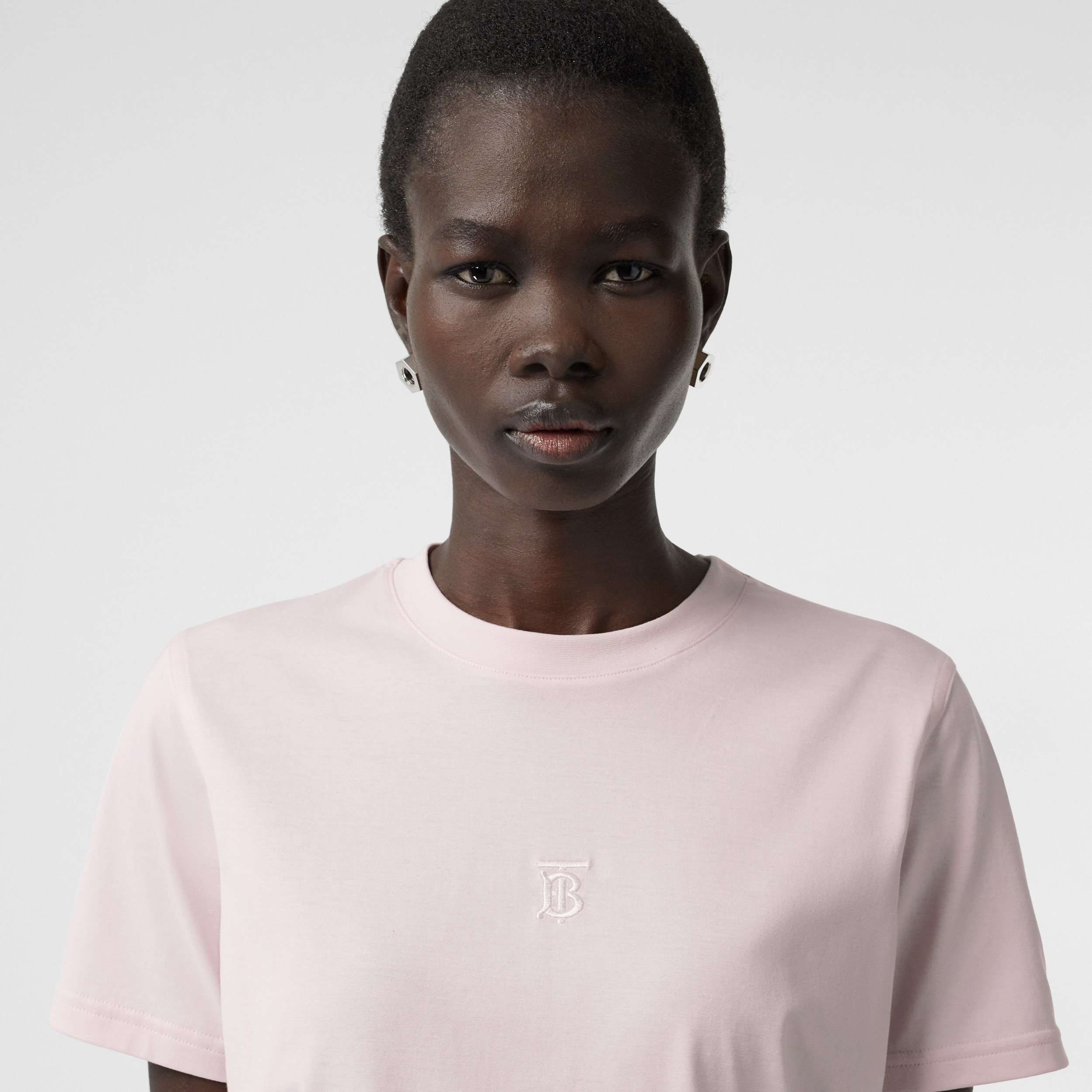 Monogram Motif Cotton T-shirt in Alabaster Pink - Women | Burberry ...