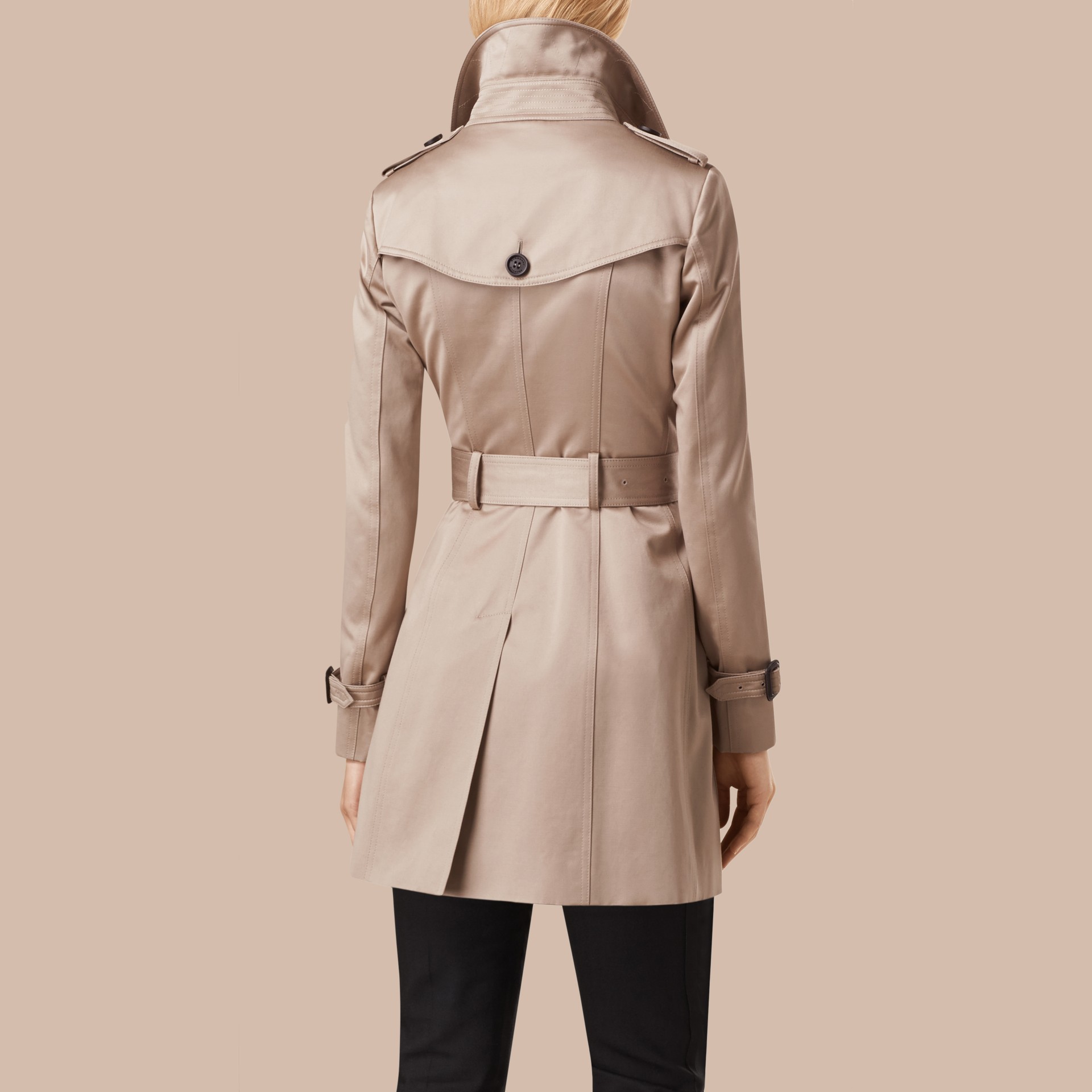 Cotton Sateen Trench Coat in Stone Women Burberry United States