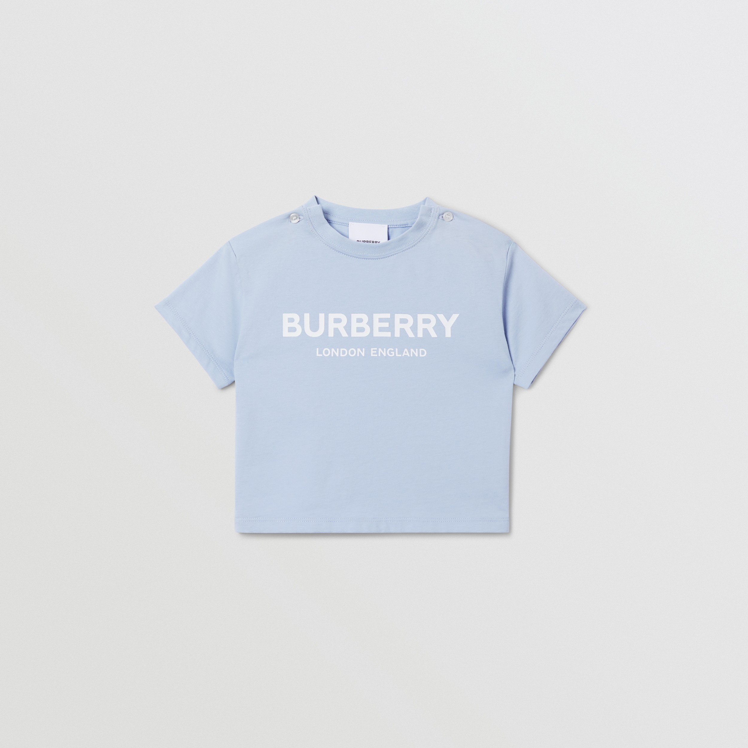 Logo Print Cotton T-shirt in Light Blue - Children | Burberry United States
