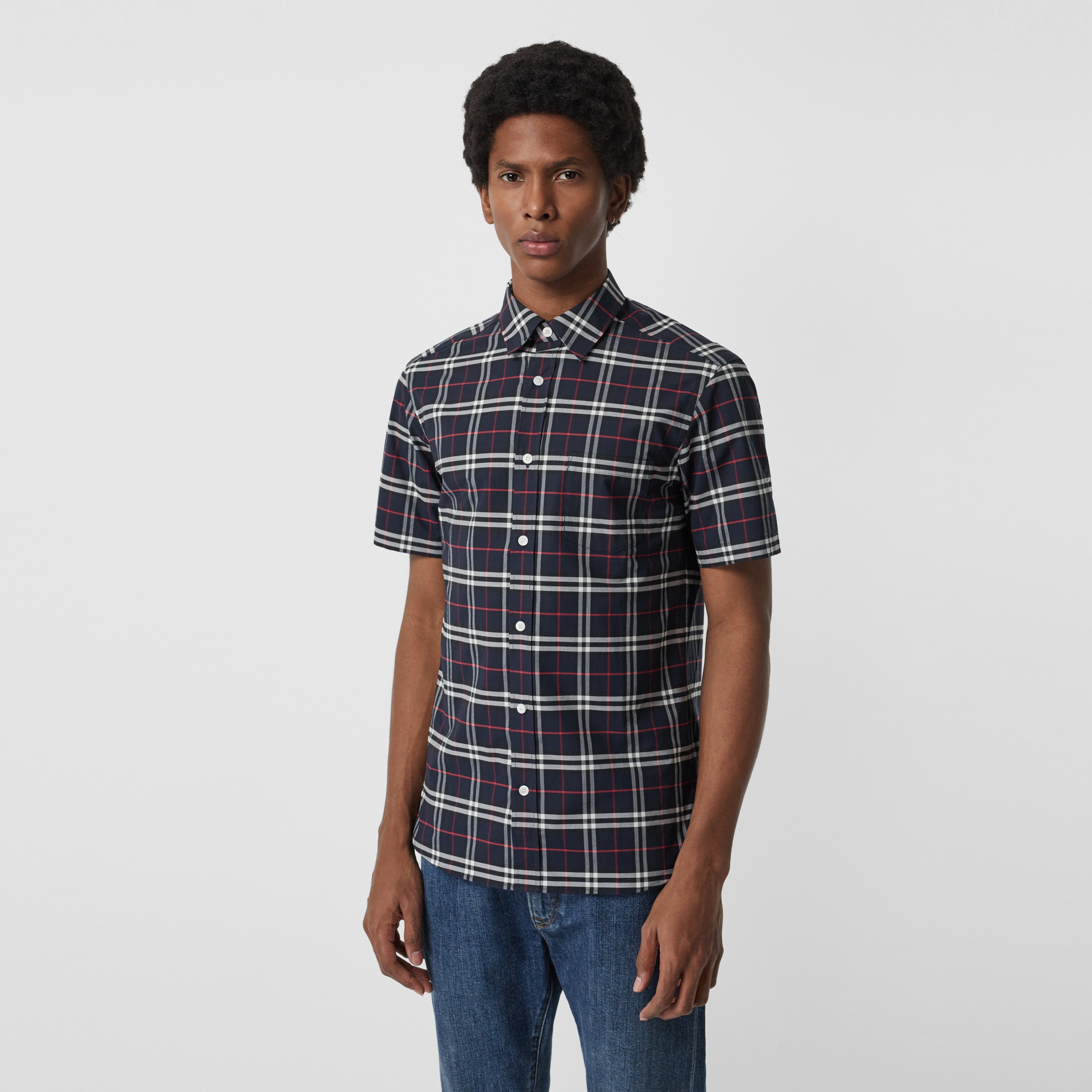 mens short sleeve check shirts uk