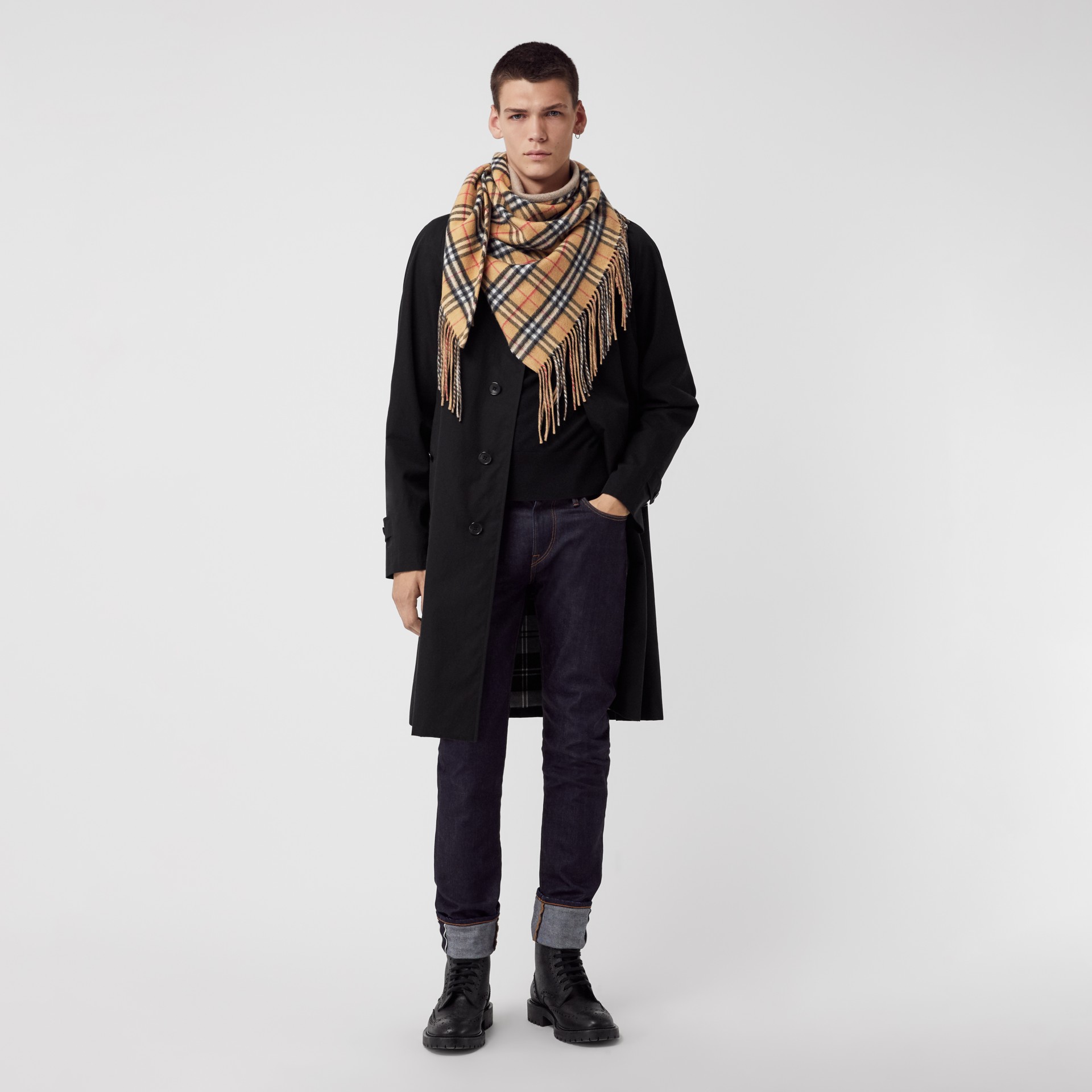 The Burberry Bandana in Vintage Check Cashmere in Sandstone | Burberry ...