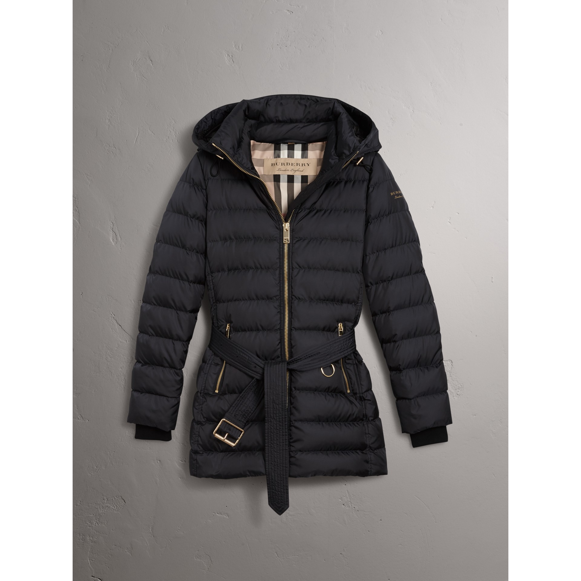 Hooded Down-filled Puffer Jacket in Navy - Women | Burberry United States
