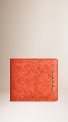 Bright coral red London Leather Folding Wallet - Image 1