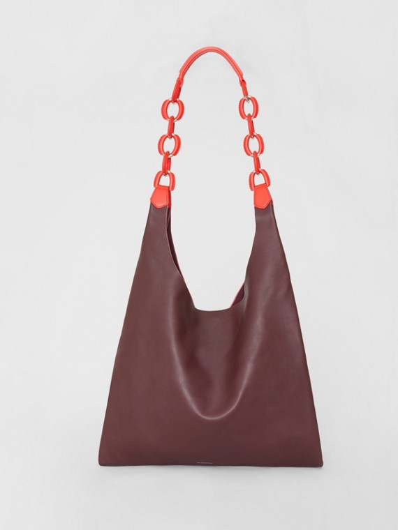 Shoulder Bags For Women Burberry United Kingdom Medium Two Tone Leather Per In Deep Claret