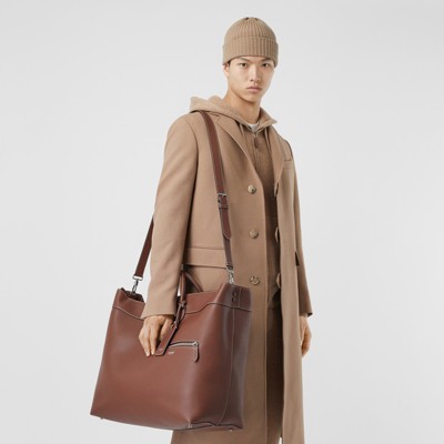 Grainy Leather Holdall in Tan - Men 