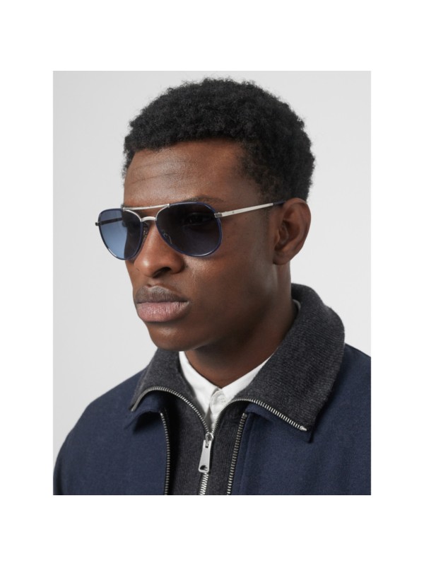 Folding Pilot Sunglasses In Navy Men Burberry United States