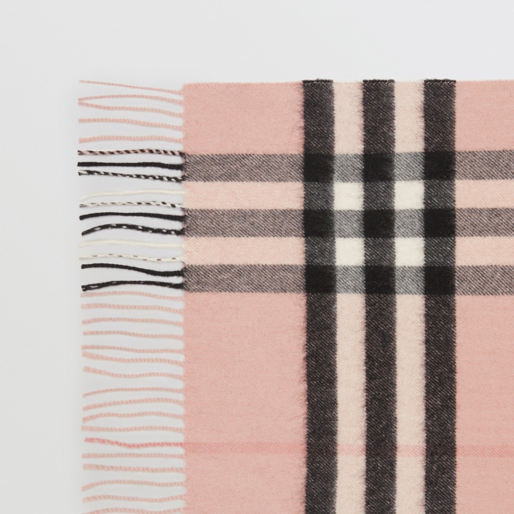 灰玫瑰色 经典格纹羊绒围巾 产品图片11