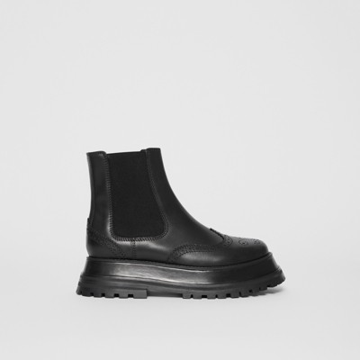 Mit Leder Brogue Aus Stiefel Chelsea DetailschwarzDamenBurberry nkNP8w0OX