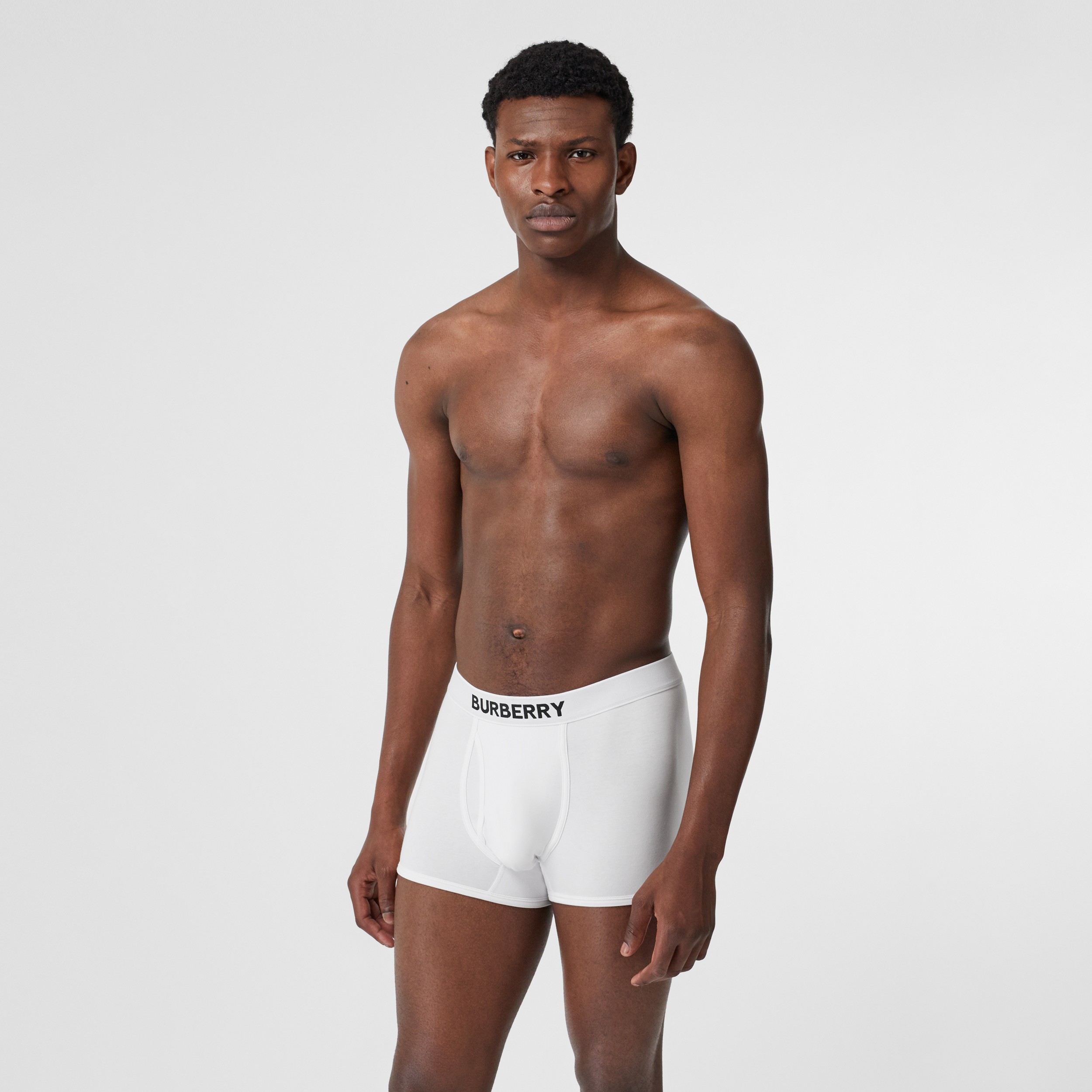 Logo Detail Stretch Cotton Boxer Shorts in White - Men | Burberry® Official - 1