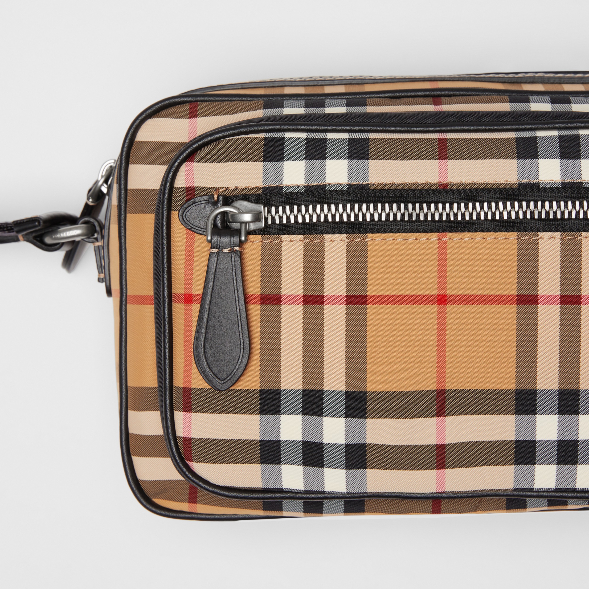 Vintage Check and Leather Crossbody Bag in Antique Yellow | Burberry ...