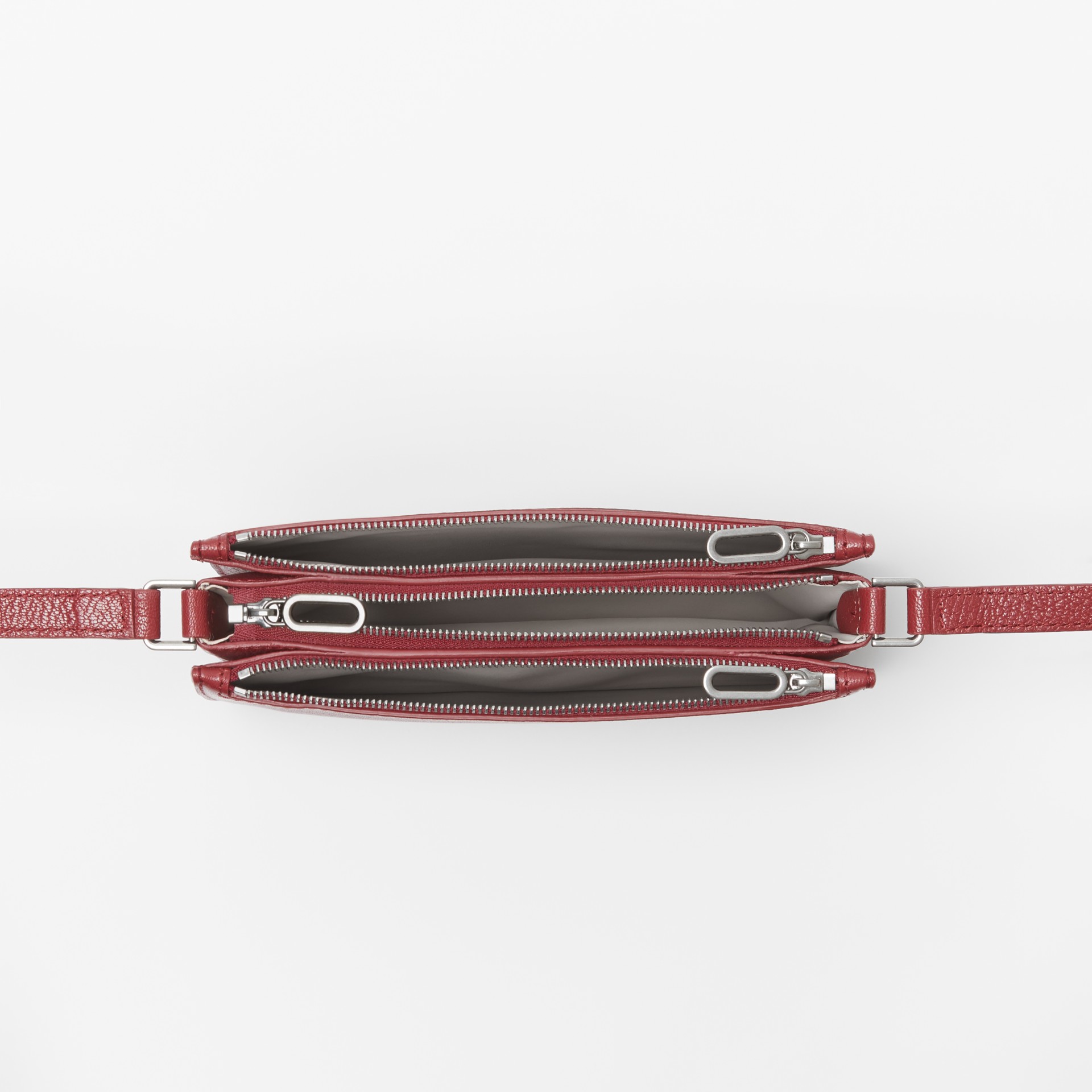 Triple Zip Grainy Leather Crossbody Bag in Crimson Women Burberry