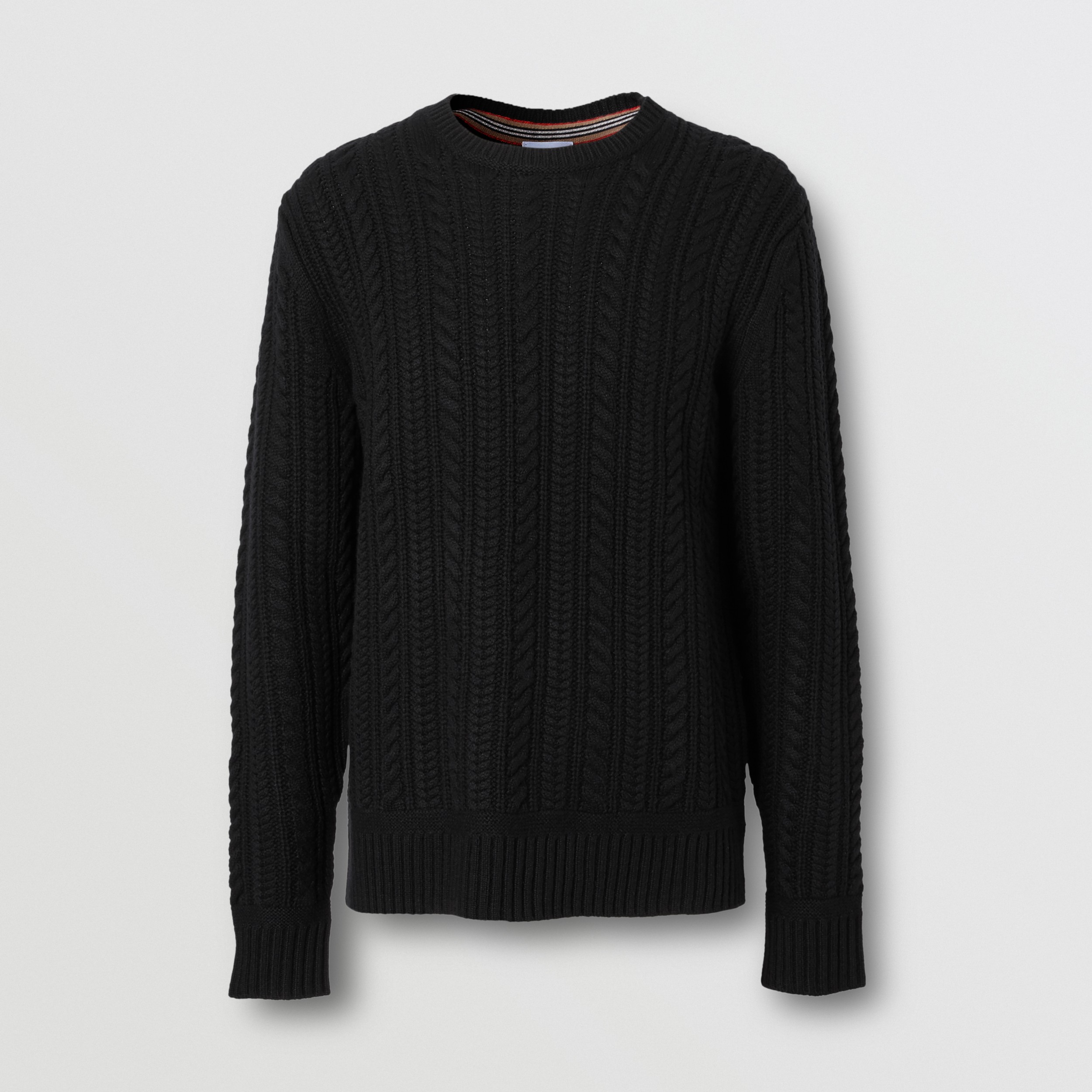 Cable Knit Cashmere Sweater in Black - Men | Burberry United States