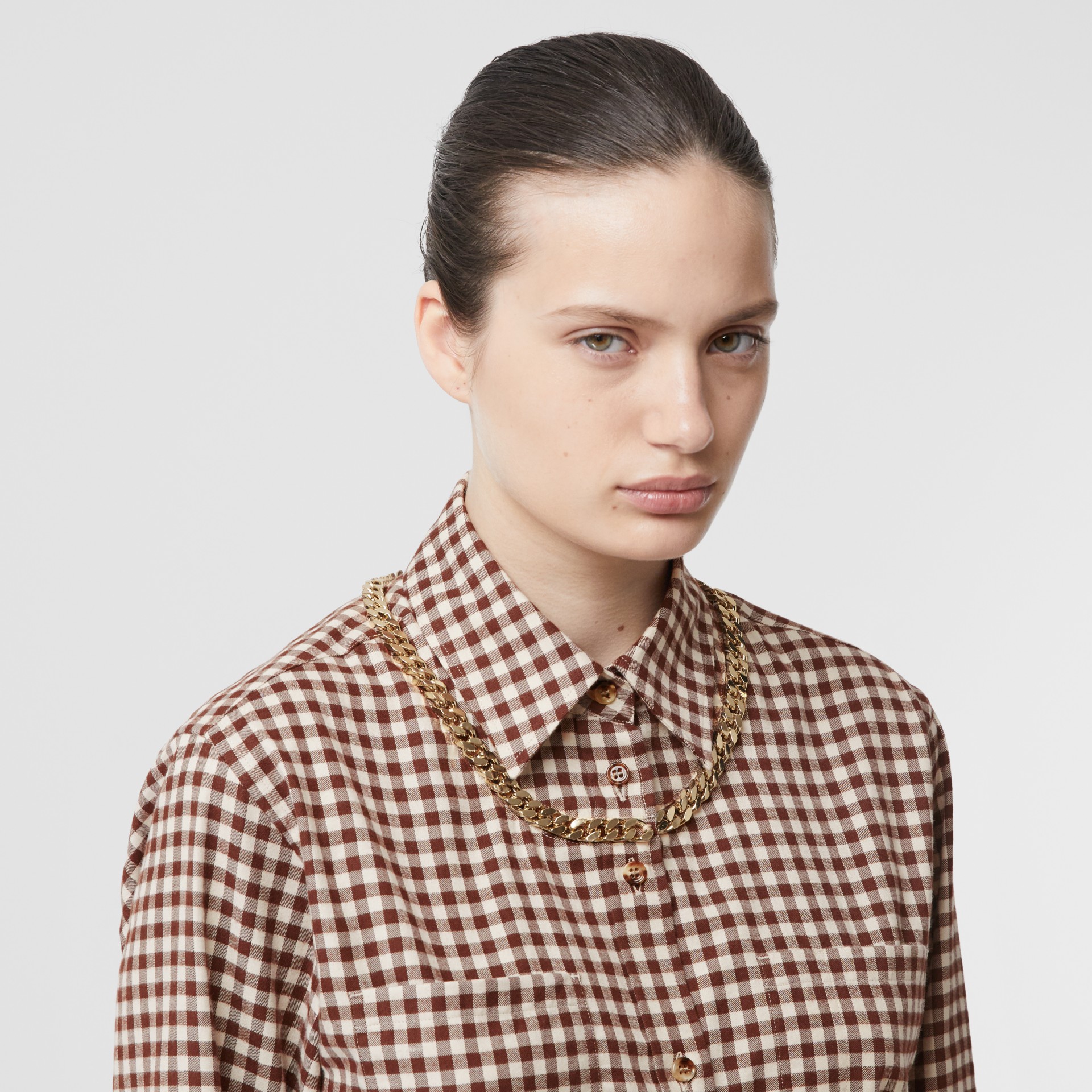 oversized brown flannel shirt