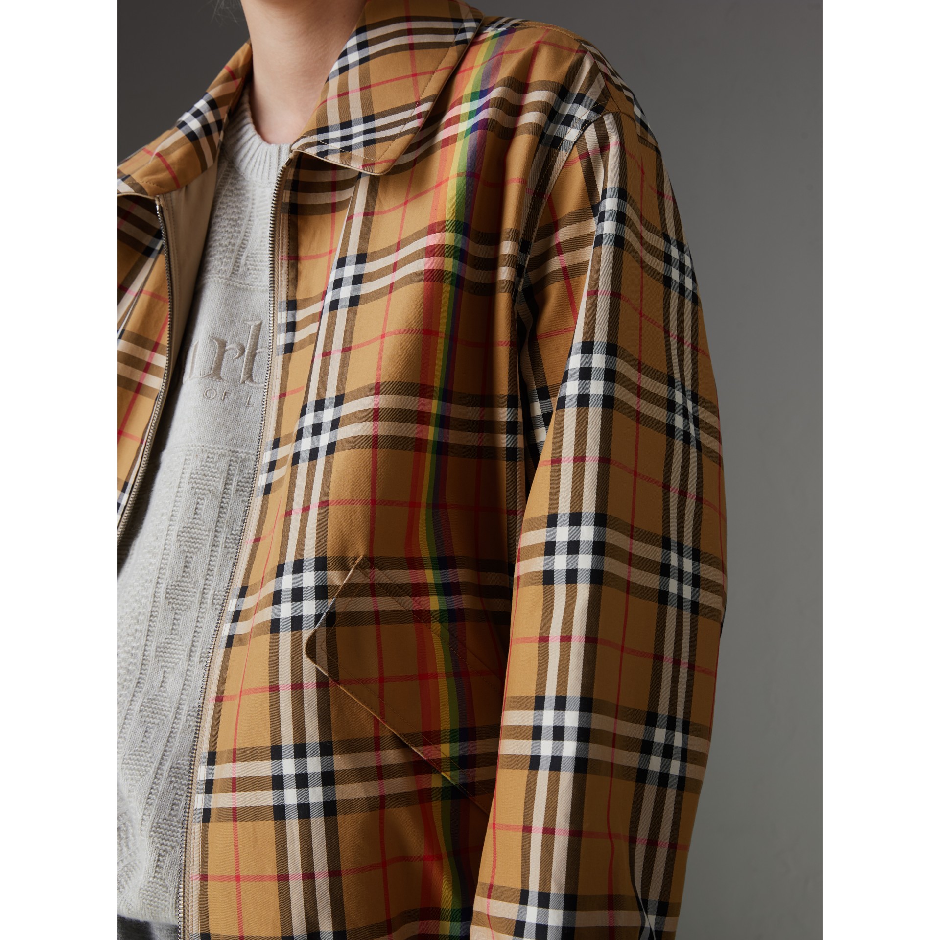 Rainbow Vintage Check Harrington Jacket in Antique Yellow/rainbow