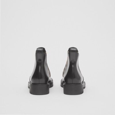 vintage check detail leather chelsea boots