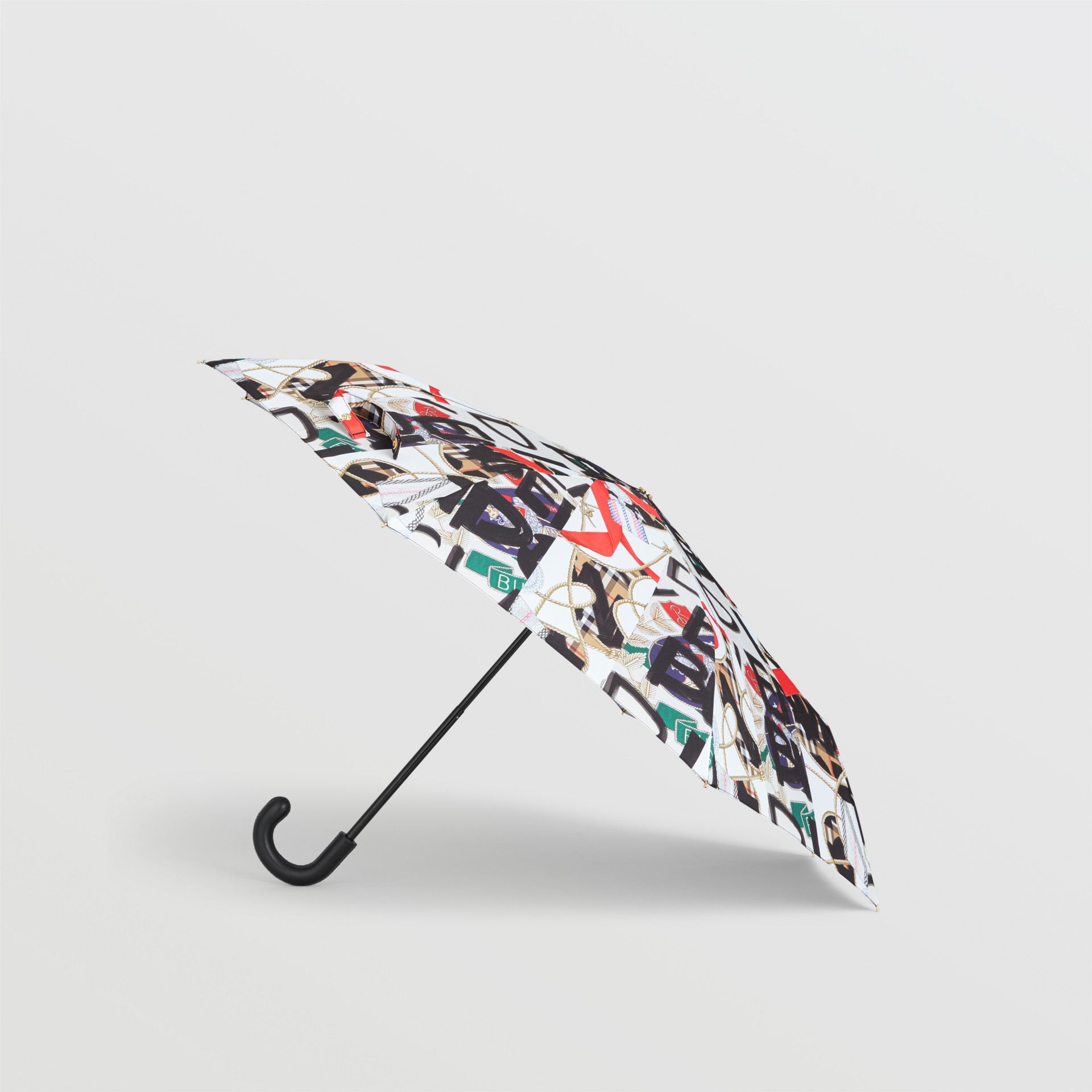Graffiti Archive Scarf Print Folding Umbrella in Multicolour Burberry