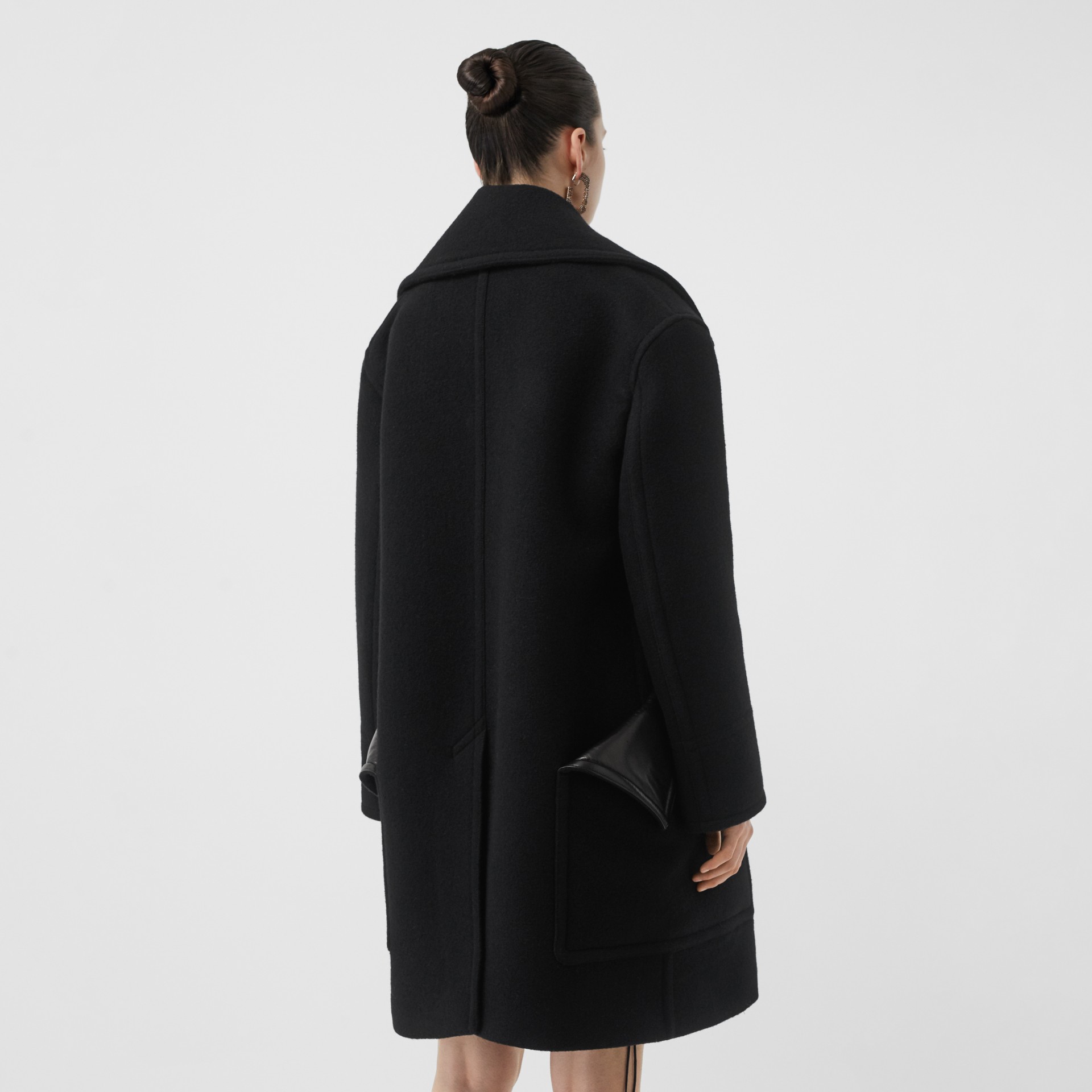 Wool Oversized Pea Coat in Black - Women | Burberry United States