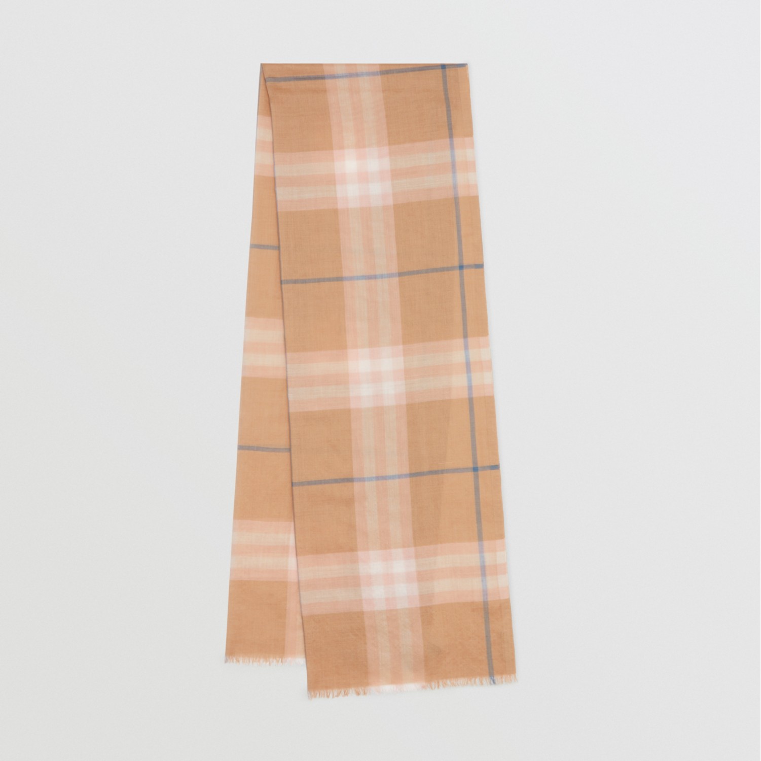 Lightweight Check Wool and Silk Scarf