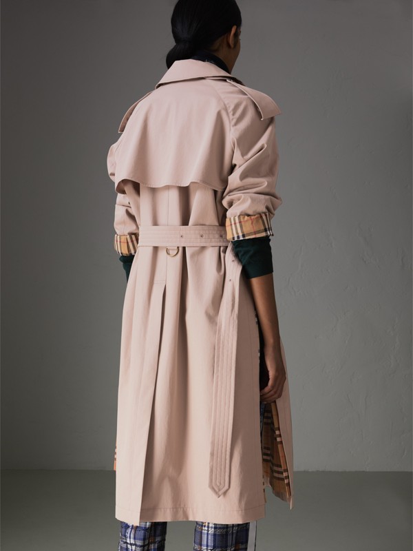 Side-slit Tropical Gabardine Trench Coat in Antique Taupe Pink - Women ...