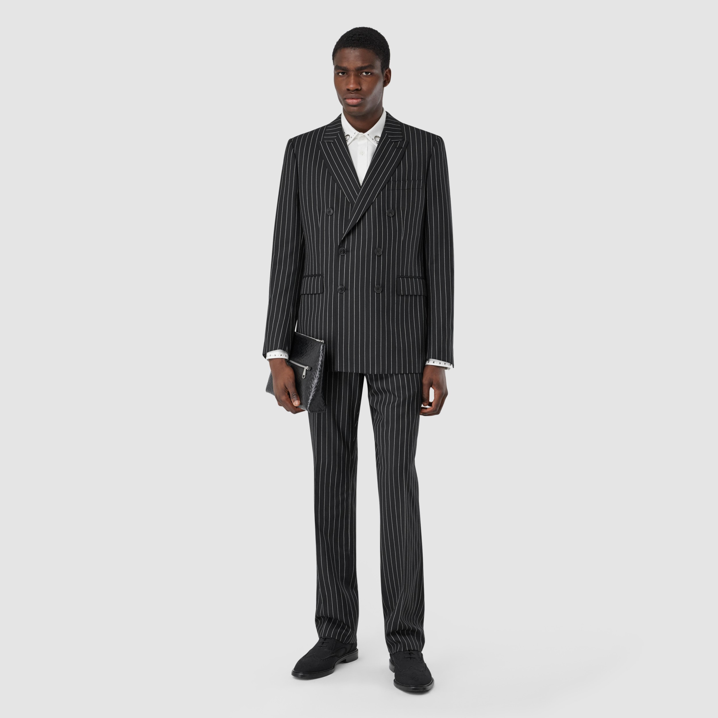 English Fit Pinstriped Wool Suit in Black - Men | Burberry United Kingdom